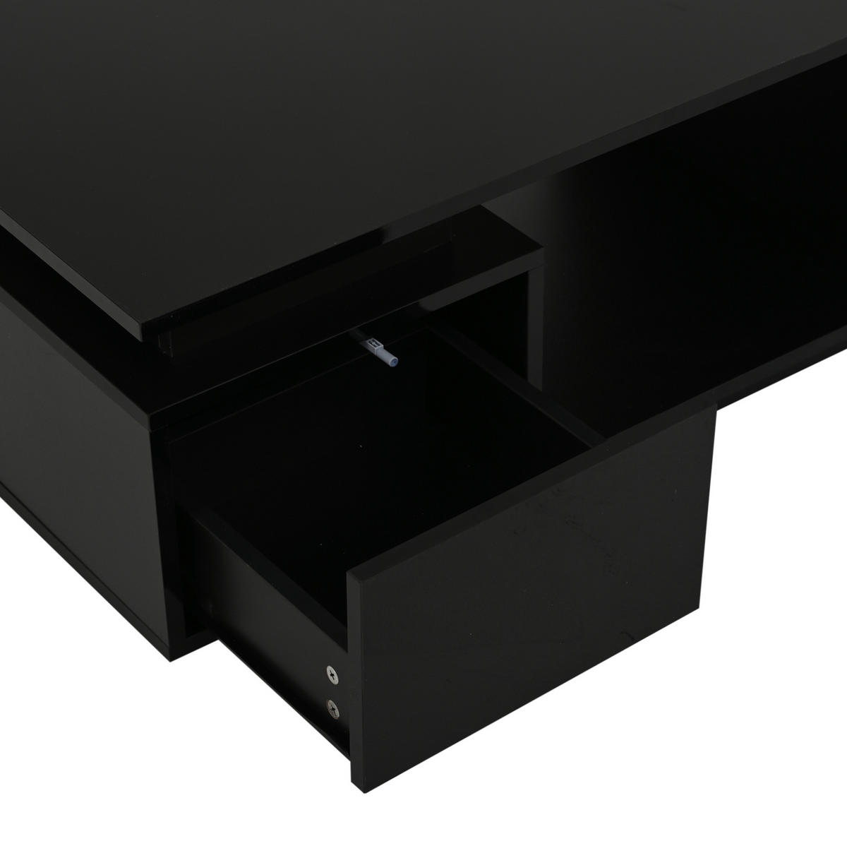 COUCHTISCH aus Spanplatte 100x50x36 cm Schwarz mit LED-Beleuchtung, Schublade und Ablagefächern - Schwarz, Holzwerkstoff (100/50/36cm) - IVMEU