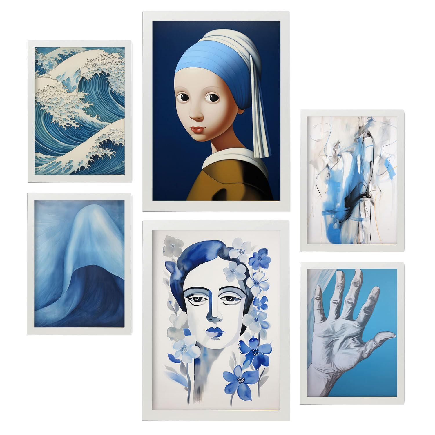 POSTER Set Mit 6 Friedliche Gelassenheit In Vielseitiger A3 & A4 Weißer Rahmen - Weiß, Papier (29/3cm) - Nacnic