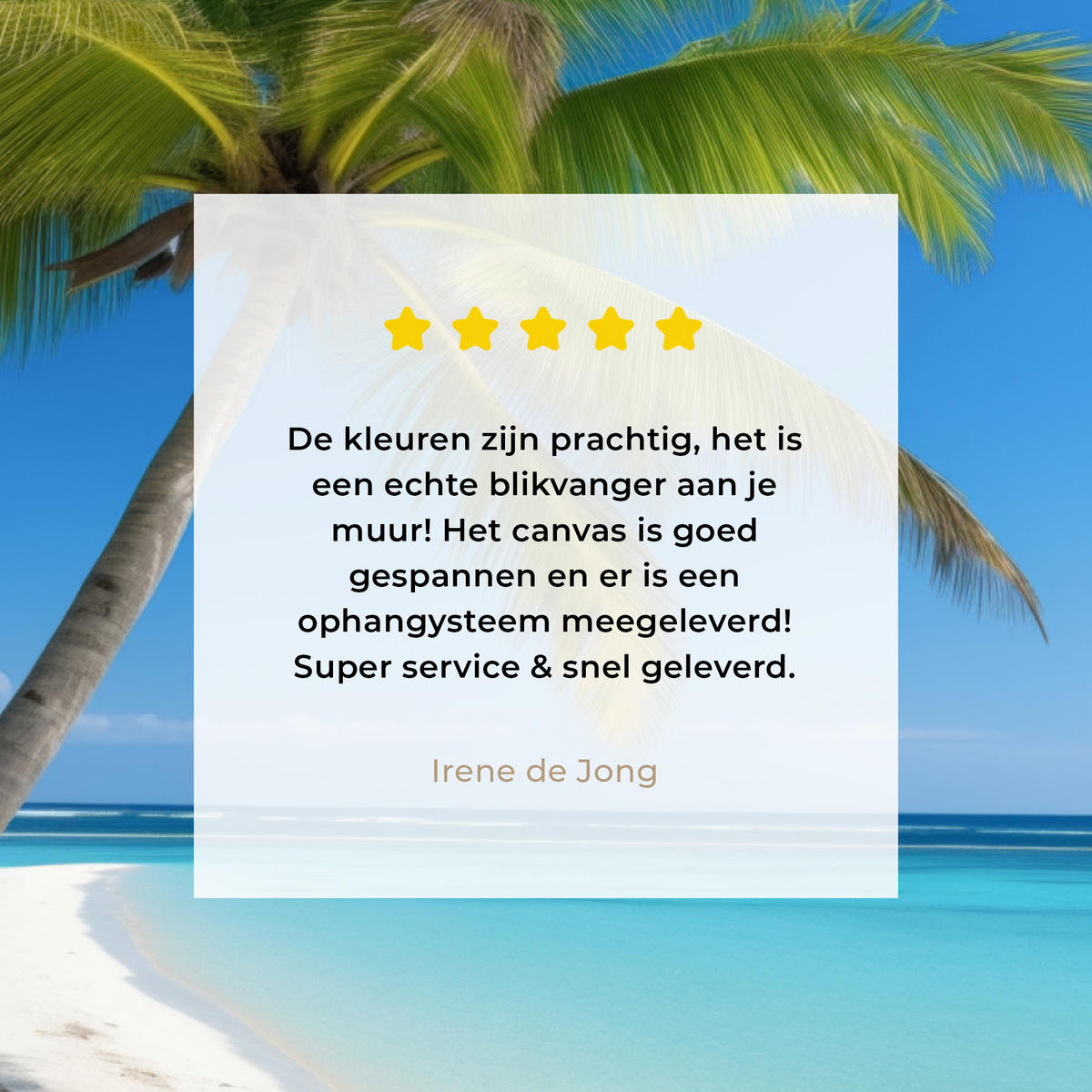 LEINWANDBILD Strand - Palme - Tropisch - Meer Deko Groß 90x90 cm - Grün, Textil (90/90cm) - MuchoWow