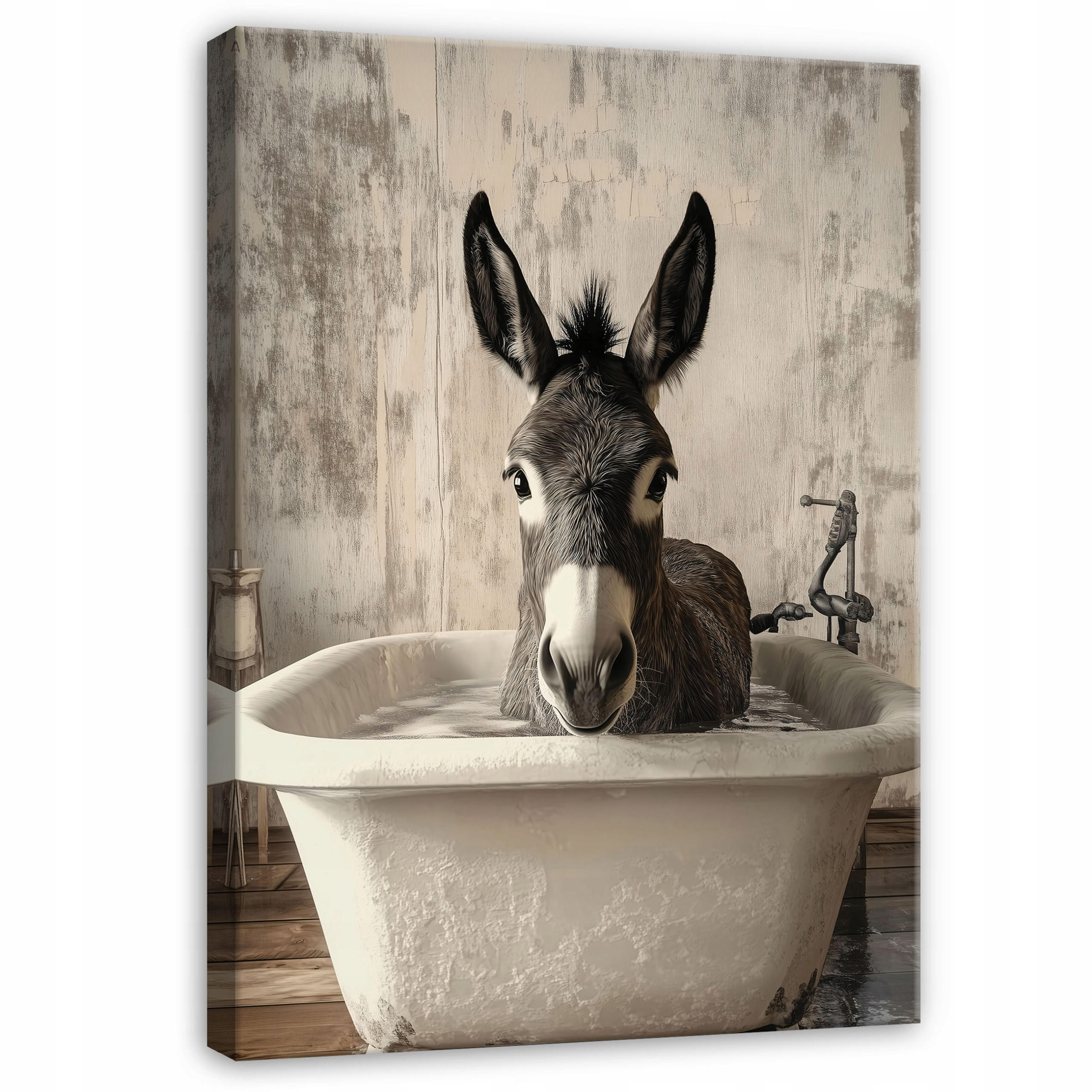 BILDER Abstrakt Esel Badewanne Modern Badezimmer 100x70 - Beige, Holzwerkstoff (70/100cm) - Wallarena