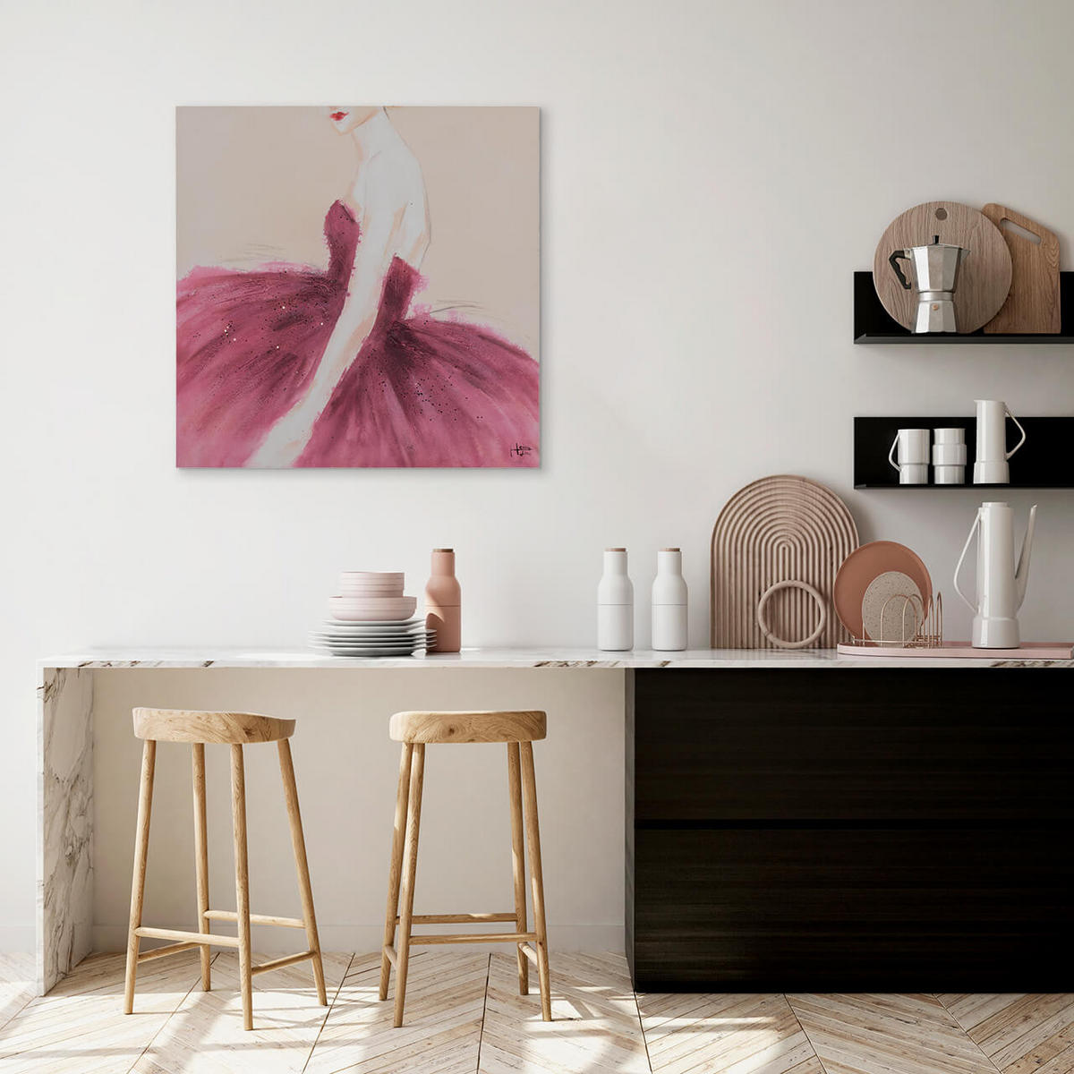 ACRYLBILD HANDGEMALT 80/80 cm - Pink, Holz/Textil (80/80cm) - KUNSTLOFT