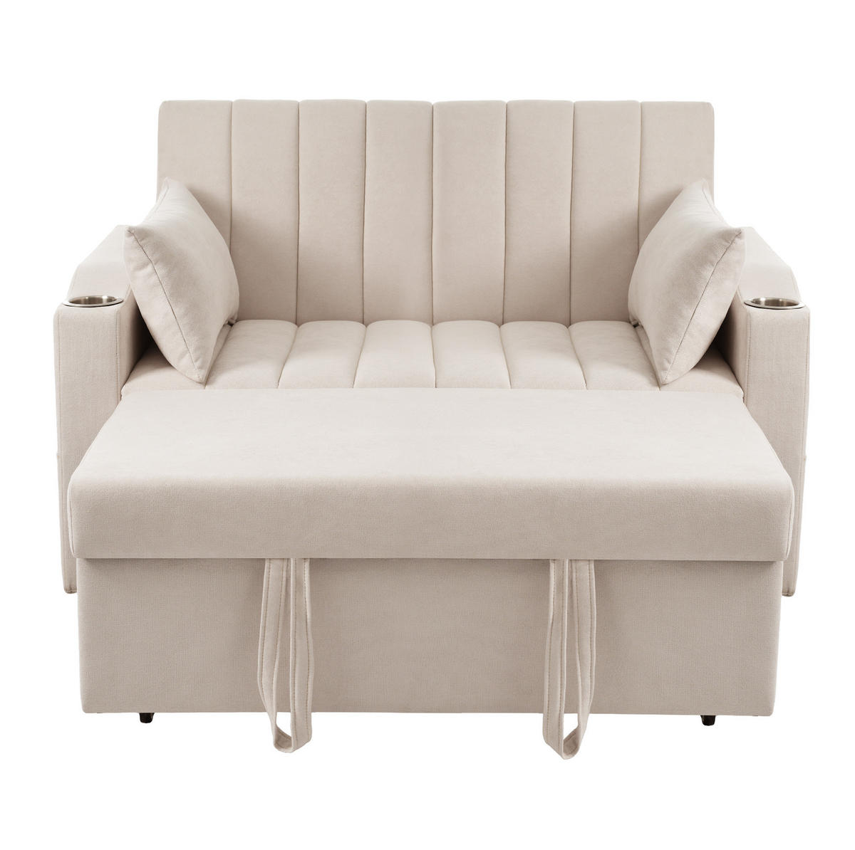SCHLAFSOFA Baumwollstoff mit 3-fach verstellbarer Rückenlehne Beige 136/162/84 cm - Beige, Textil (84/136/162cm) - Redom
