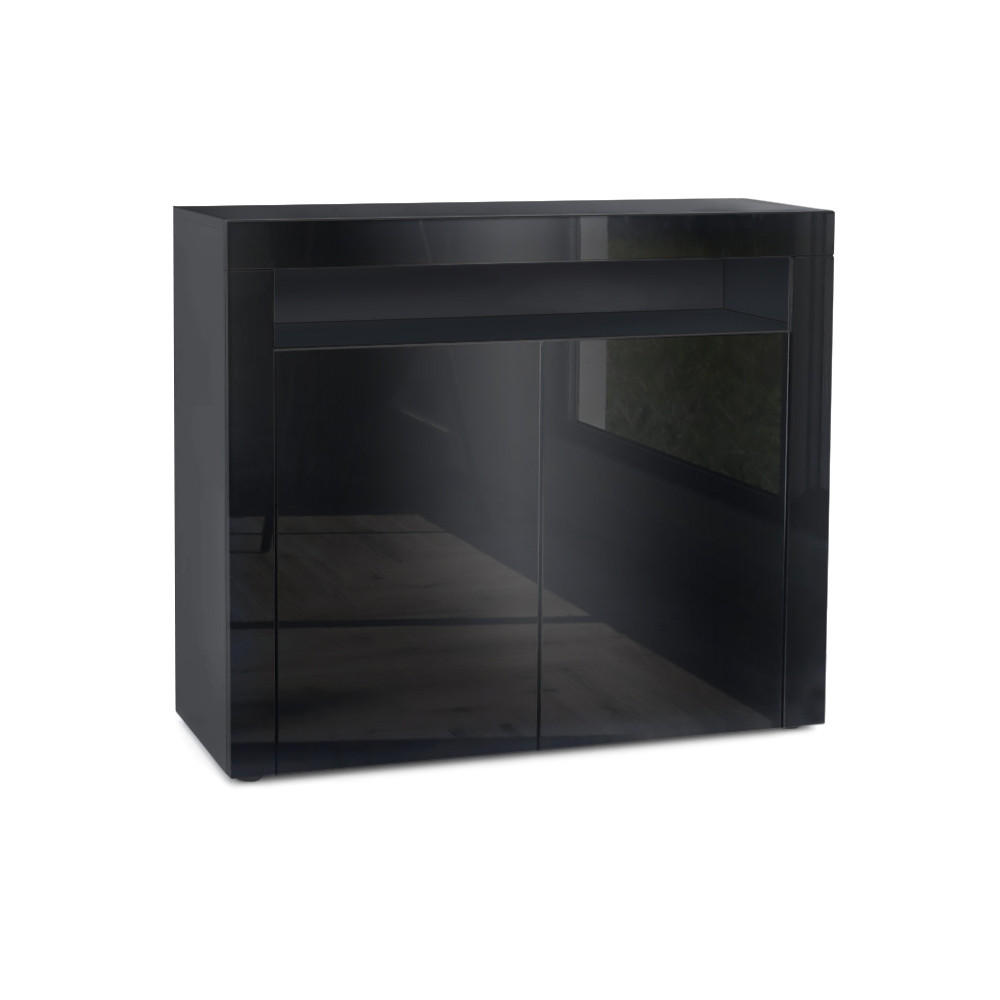 KOMMODE Valencia Schwarz Hochglanz / Schwarz Hochglanz - Schwarz Hochglanz, Holzwerkstoff (108/92/40cm) - Vladon