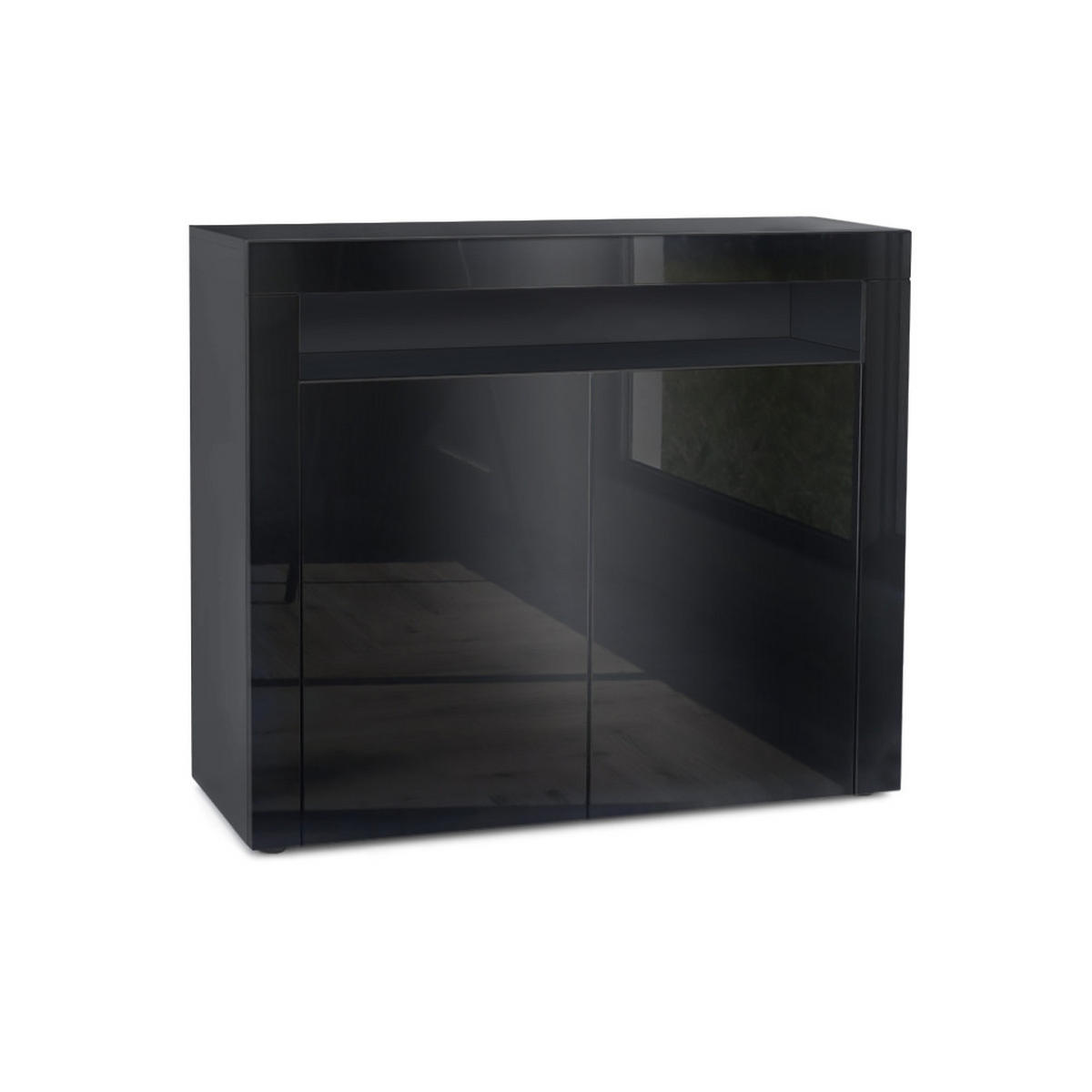 KOMMODE Valencia Schwarz Hochglanz / Schwarz Hochglanz - Schwarz Hochglanz, Holzwerkstoff (108/92/40cm) - Vladon
