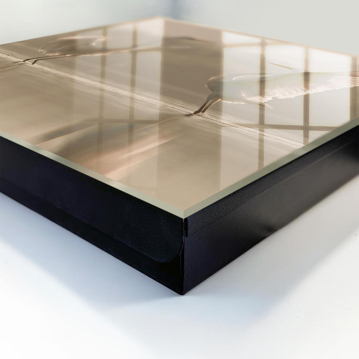 SCHLÜSSELBOX Schwarz 30x30 cm- Türöffnung nach rechts - Vogeltanz - Beige, Metall (30/30/5cm) - TULUP