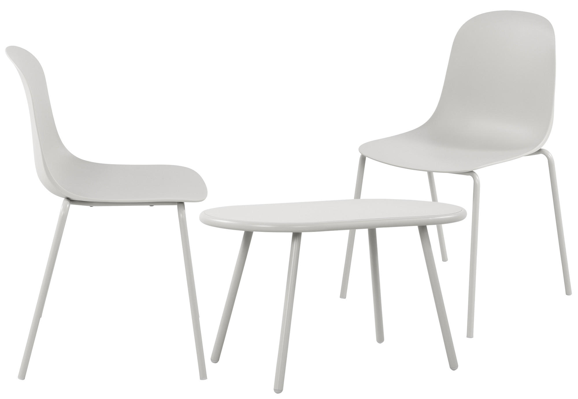 GARTENSITZGRUPPE Kunststoff Hellgrau (3-teilig) - Hellgrau, Kunststoff - CLP