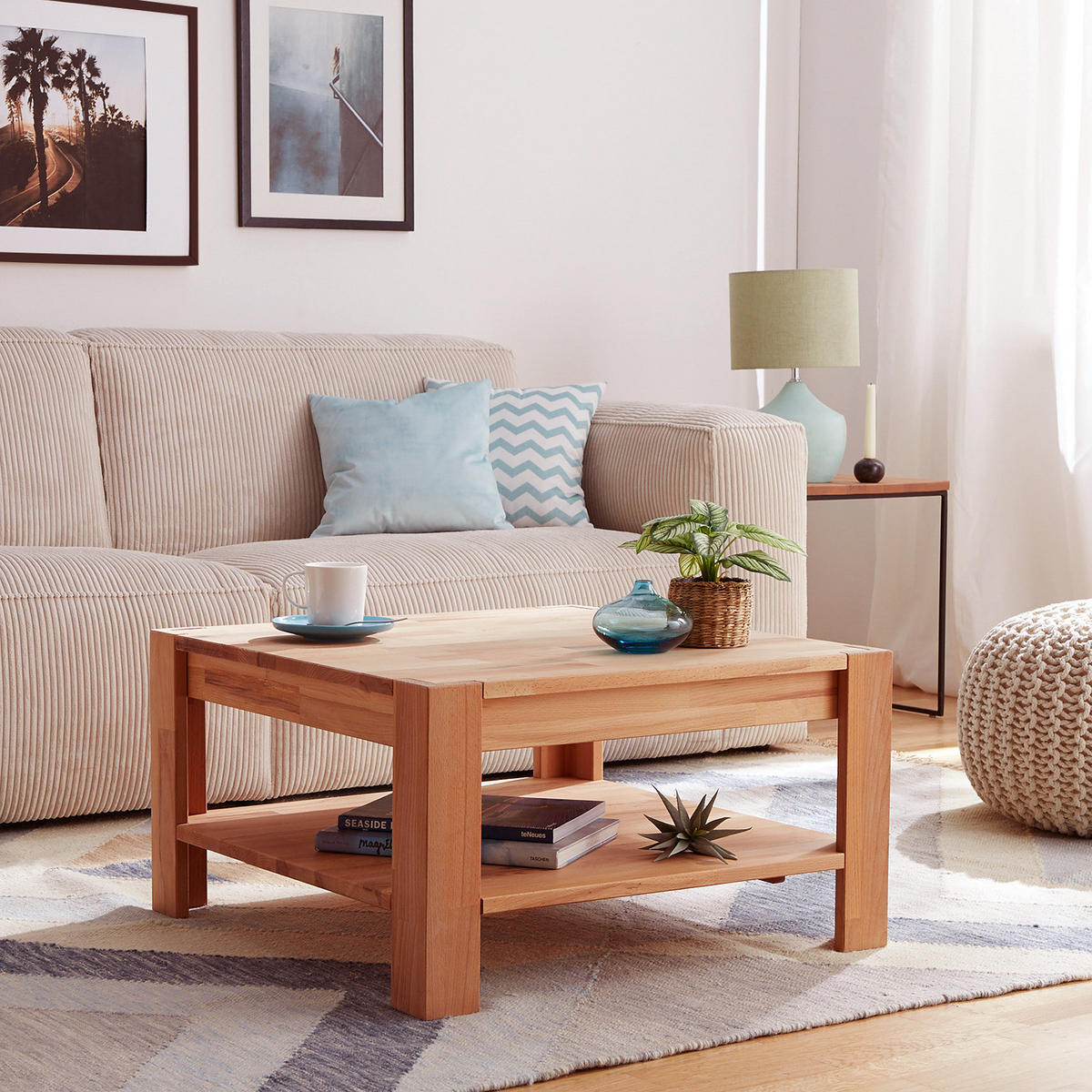 COUCHTISCH - Kernbuche Massiv - Kernbuche, Holz (70/70/38cm) - home24