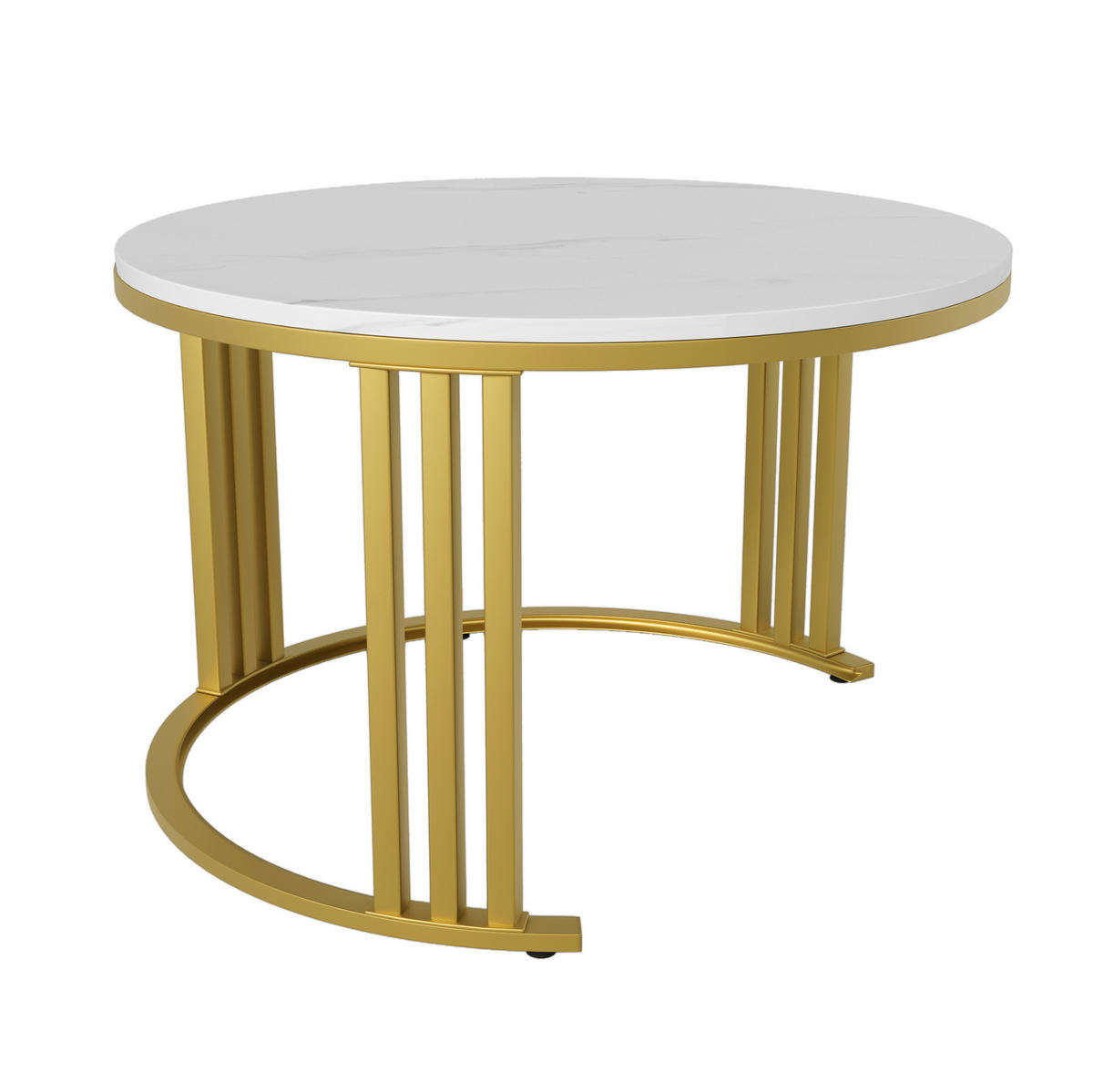 SADA konferenčních stolků 70/70/46 cm bílá z MDF se 2 zásuvkami - zlatá, kompozitní dřevo (70/70/46cm) - OKWISH