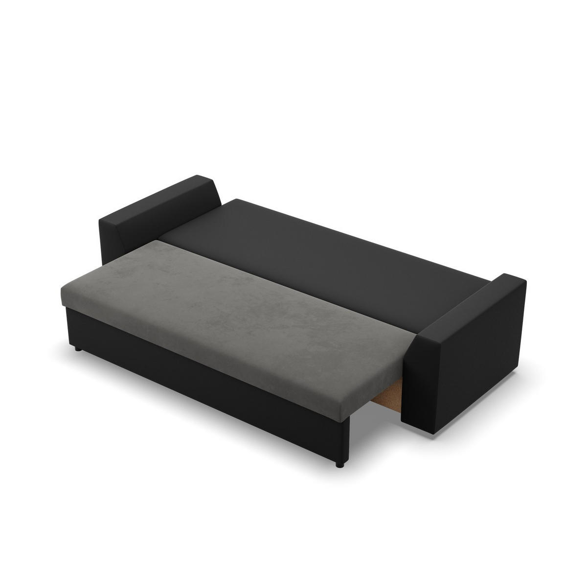 SOFA 3-SITZER MIT SCHLAFFUNKTION LUGO Grau/Schwarz - Schwarz/Grau, Textil (92/92/232cm) - Mebligo