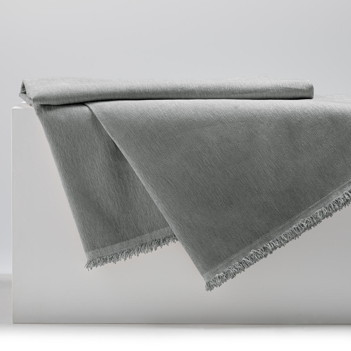TAGESDECKE TALO mit Fransen Anthrazit 170x210 - Anthrazit, Textil (170/210cm)