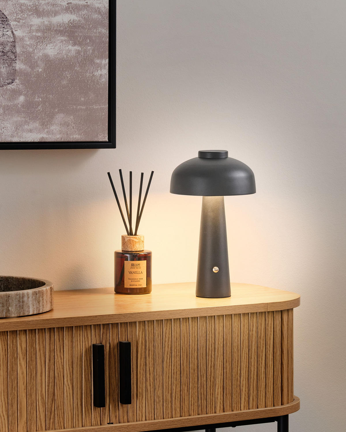 LED-TISCHLEUCHTE Schwarz/Weiß Agusan - Schwarz/Weiß, Metall (14/14/25cm) - Beliani