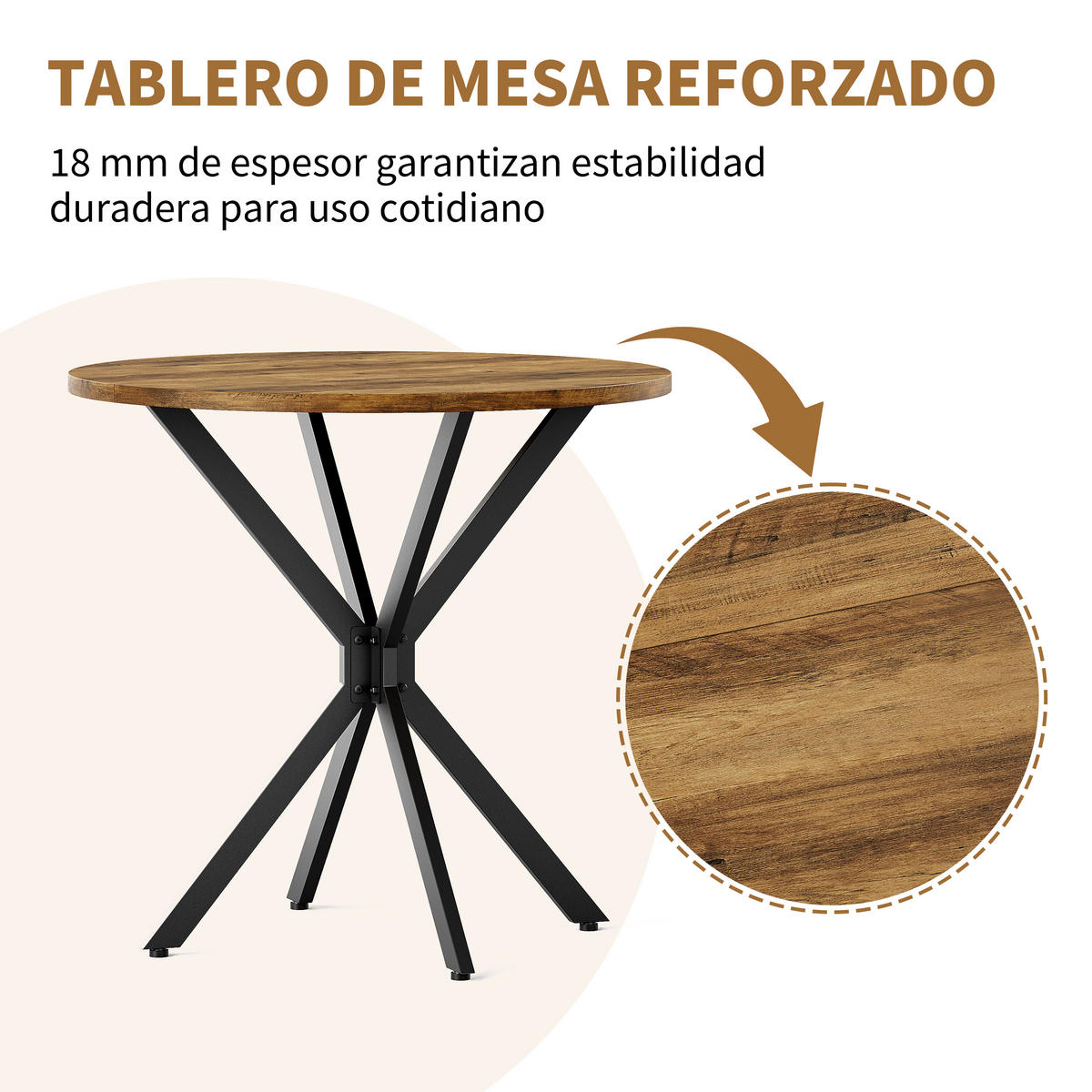BEISTELLTISCH Braun/Schwarz 80/80/75 cm - Braun, Metall (80/80/75cm) - PANGIVO