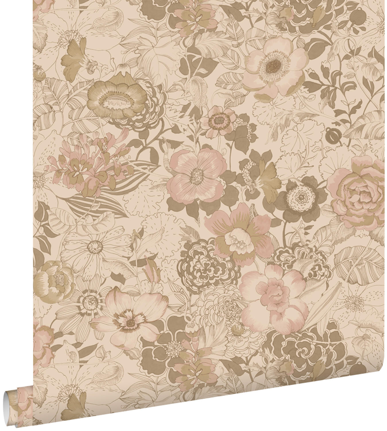 TAPETE Blumenmuster 50 x 900 cm - Braun, Papier (50/900cm) - ESTAhome