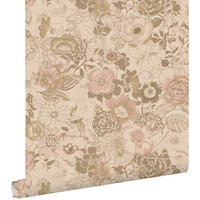 TAPETE Blumenmuster 50 x 900 cm - Braun, Papier (50/900cm) - ESTAhome