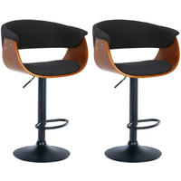 BARHOCKER 2er Set Stoff walnuss/schwarz - Walnussfarben/Schwarz, Textil/Metall (60/90/51cm) - CLP