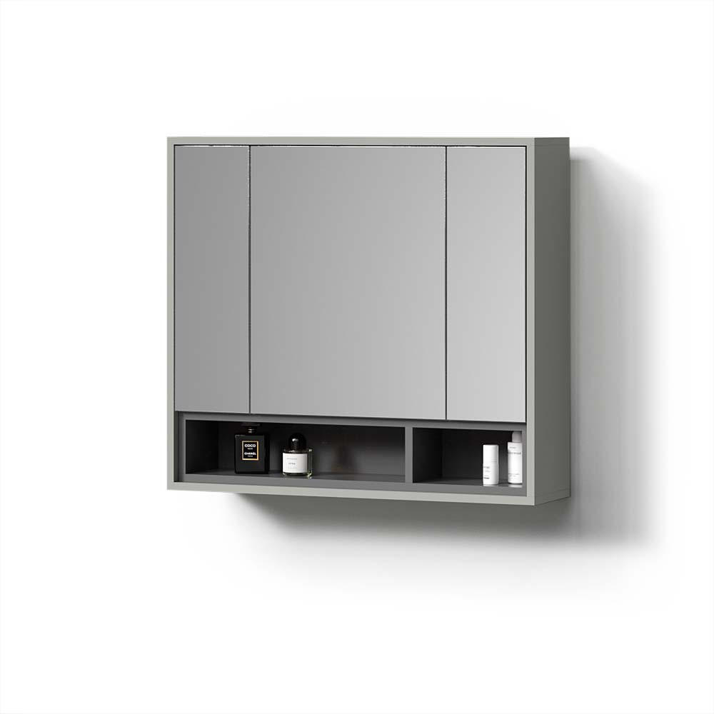 BADSPIEGELSCHRANK Temo Grau/Anthrazit 80 x 72 cm - Anthrazit/Grau, Holzwerkstoff (80/72/20cm) - Livinity®