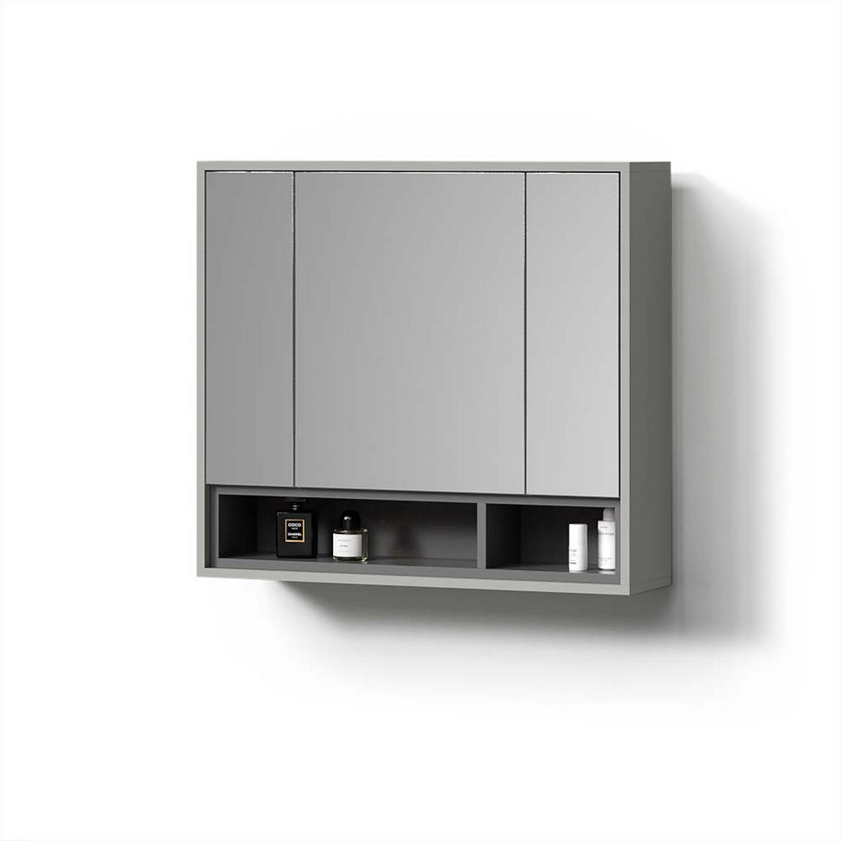 BADSPIEGELSCHRANK Temo Grau/Anthrazit 80 x 72 cm - Anthrazit/Grau, Holzwerkstoff (80/72/20cm) - Livinity®