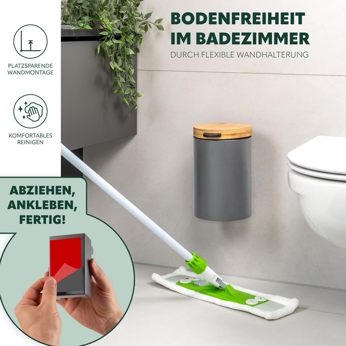 WAND-KOSMETIKEIMER 3 L, rund, grau - Grau, Metall (17/25/23cm) - bremermann