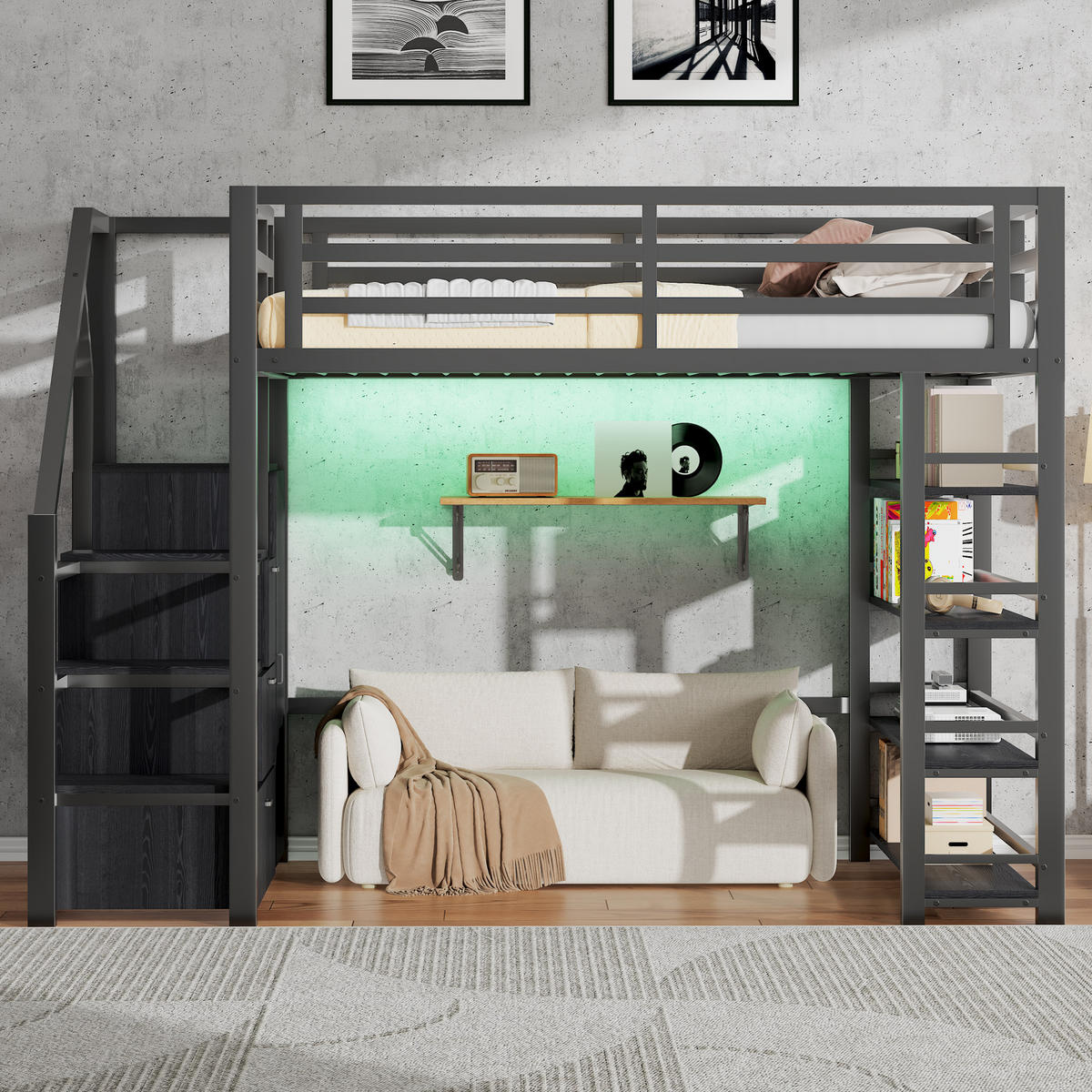 HOCHBETT Metall 140/200 cm Schwarz - Schwarz, Metall - Raumix