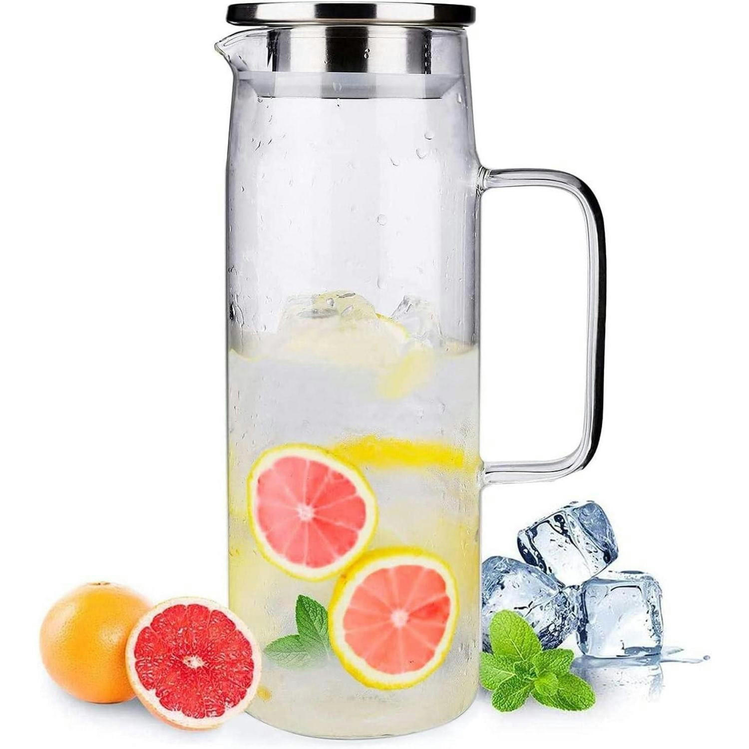 GLASKARAFFE Borosilikatglas mit Edelstahl-Deckel 1,2 L - Transparent, Glas (8/24cm)