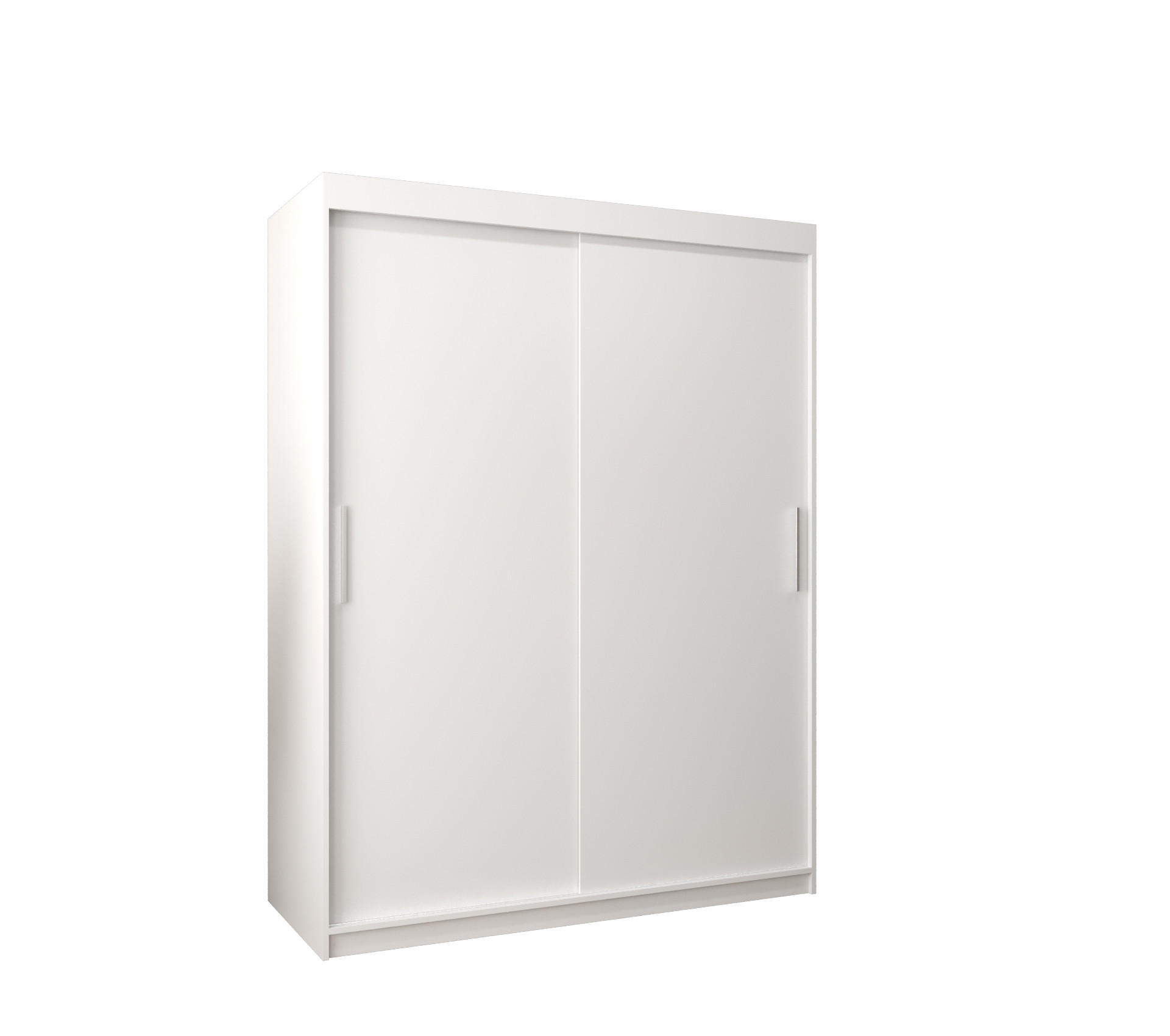 SCHWEBETÜRENSCHRANK 200/150/62 2-türig - Silberfarben/Weiß, Holz/Kunststoff (150/200/62cm) - MÖBEL KRYSPOL
