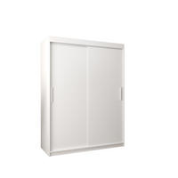 SCHWEBETÜRENSCHRANK 200/150/62 2-türig - Silberfarben/Weiß, Holz/Kunststoff (150/200/62cm) - MÖBEL KRYSPOL