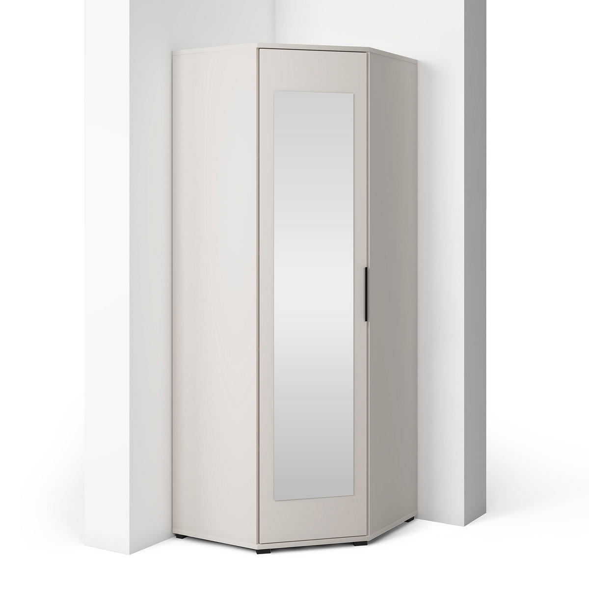 GARDEROBE Napoli Version 9, Kleiderschrank mit Spiegel - Beige, Holzwerkstoff (140/185/140cm) - Jerpax
