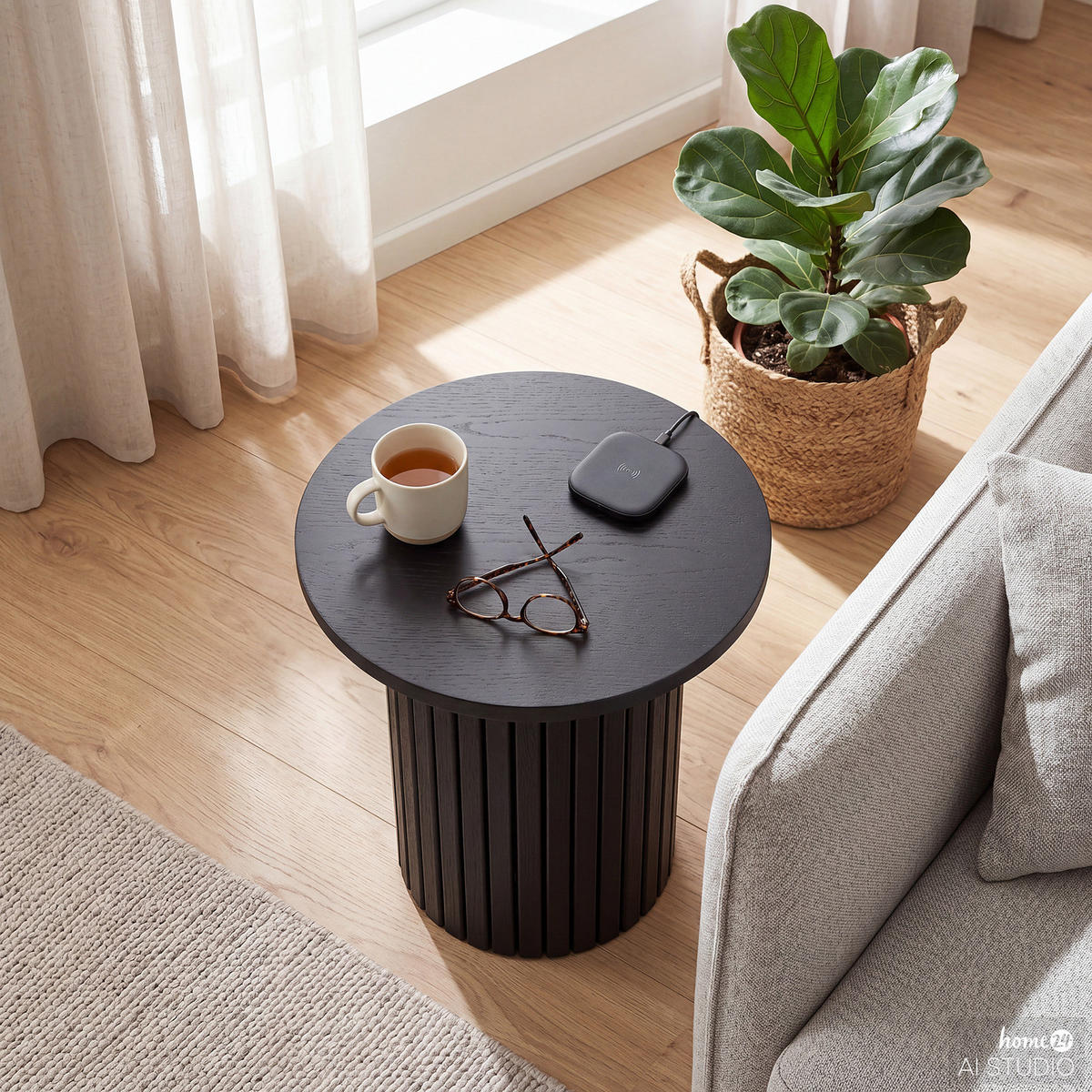BEISTELLTISCH - 40 cm - Eichefarben, Holzwerkstoff (40/40/45cm) - home24