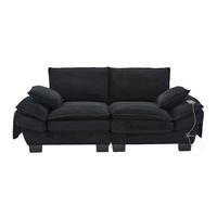 SOFA mit USB-C-Anschluss 2-Sitzer 190 x 73 x 84 cm Corduroy Schwarz - Schwarz, Kunststoff (73/84/190cm) - Meubliv