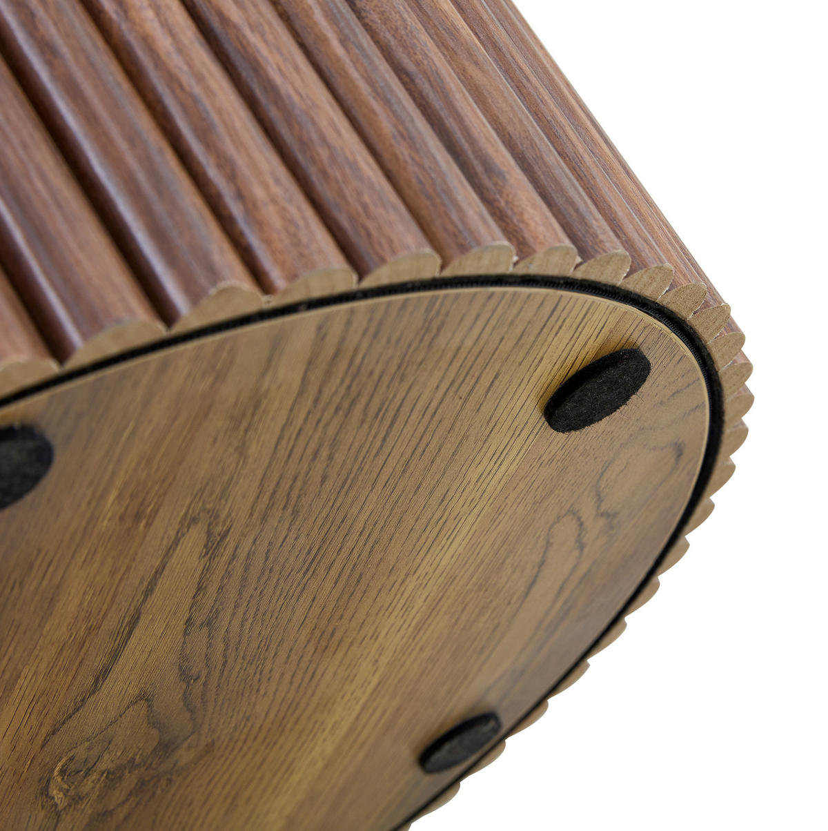 KLUBSKA miza 70 cm, MDF v dekorju oreha, okrogla s kovinskim okvirjem - barva oreha, leseni material (70/70/42cm) - BEAOK