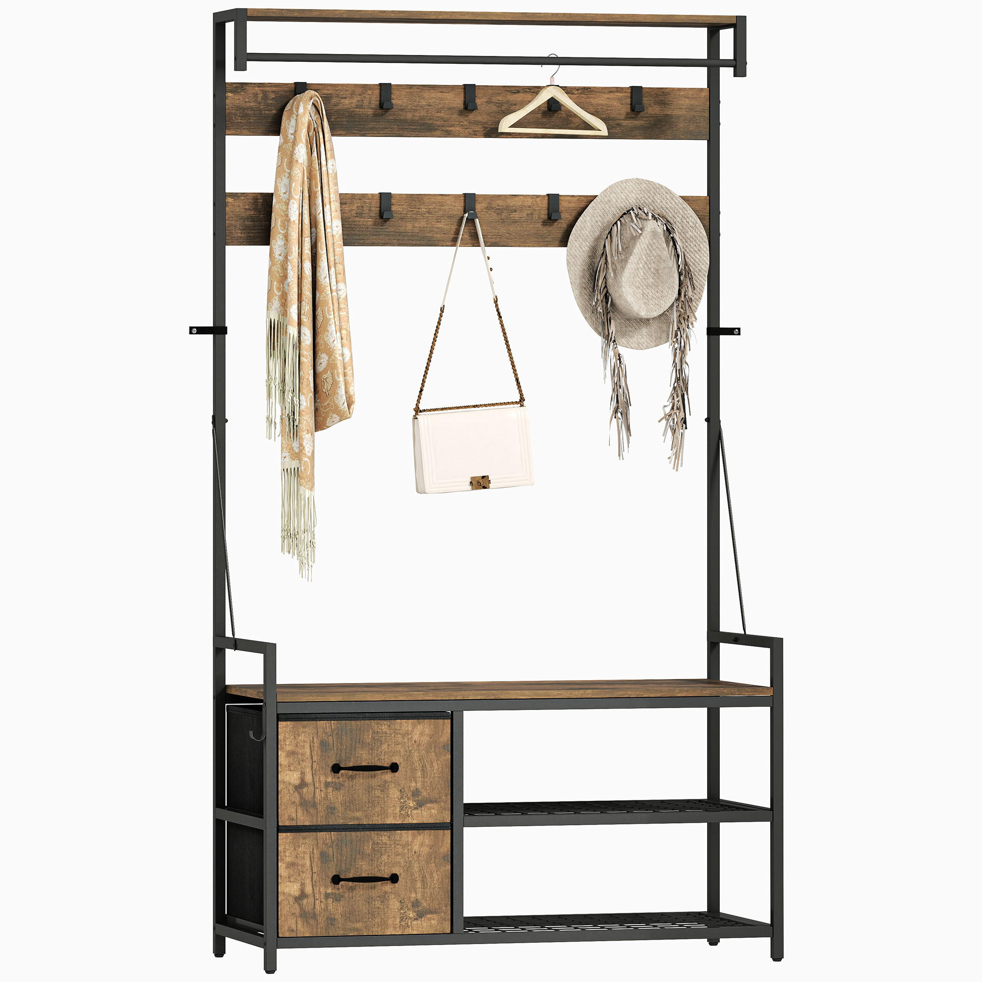 GARDEROBENSTÄNDER 6-in-1 DE-09827 Braun - Braun, Holzwerkstoff/Metall (40/180/100cm) - ComfortXL