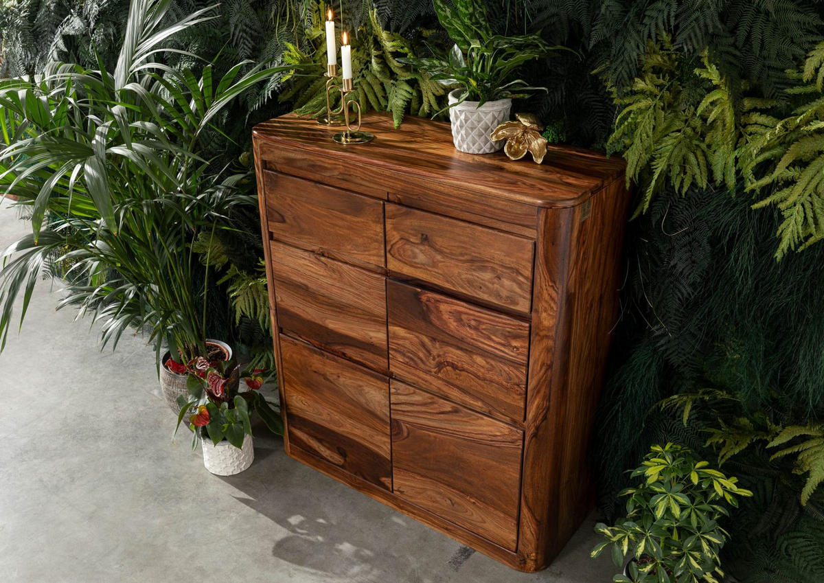 KOMMODE Sheesham 100x37x111 walnuss gewachst TORONTO #238 - Walnussfarben, Holzwerkstoff (100/111/37cm) - Massivmoebel24