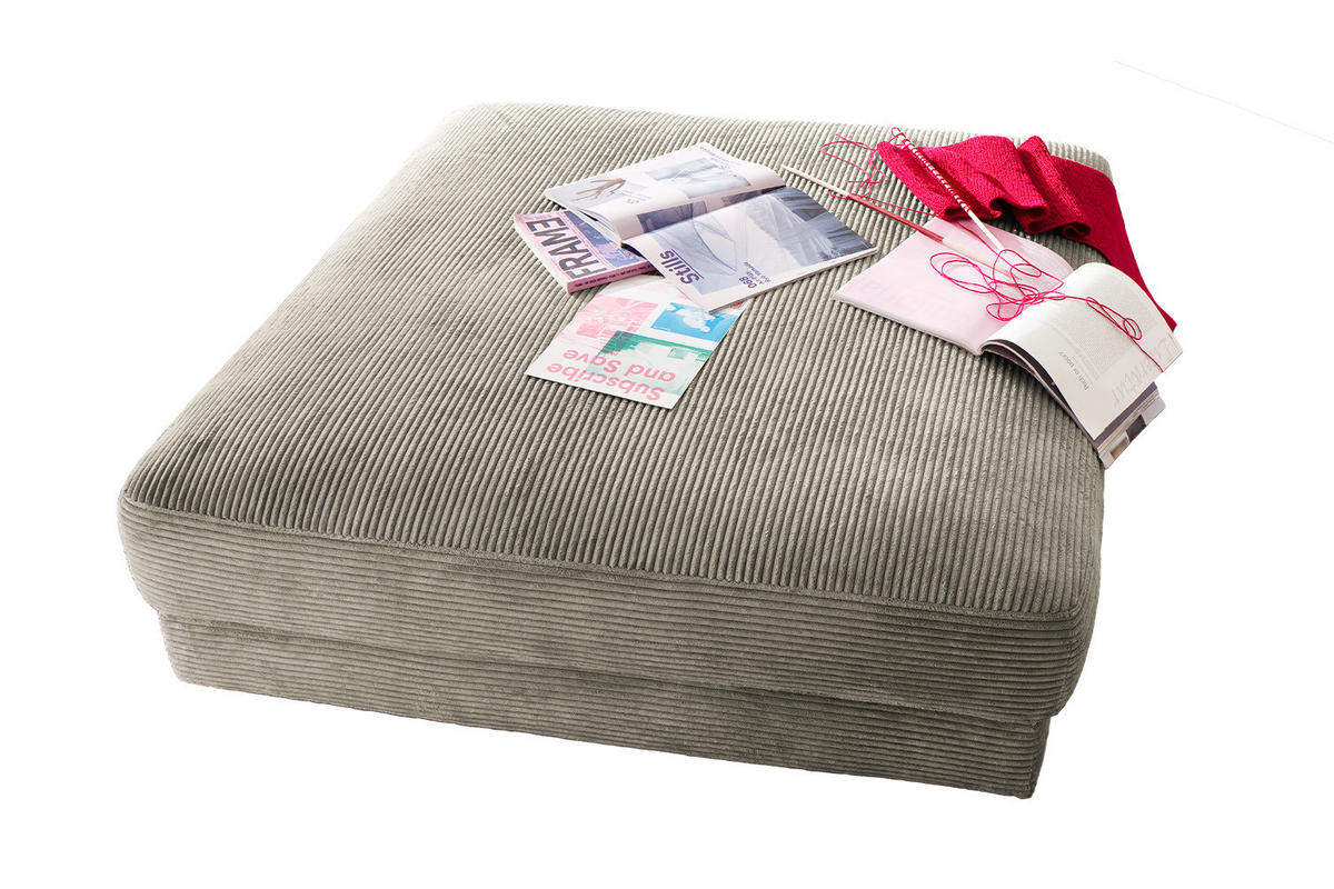BIG HOCKER MADELINE Silber Cord - Silberfarben, Textil (120/43/120cm) - KAWOLA