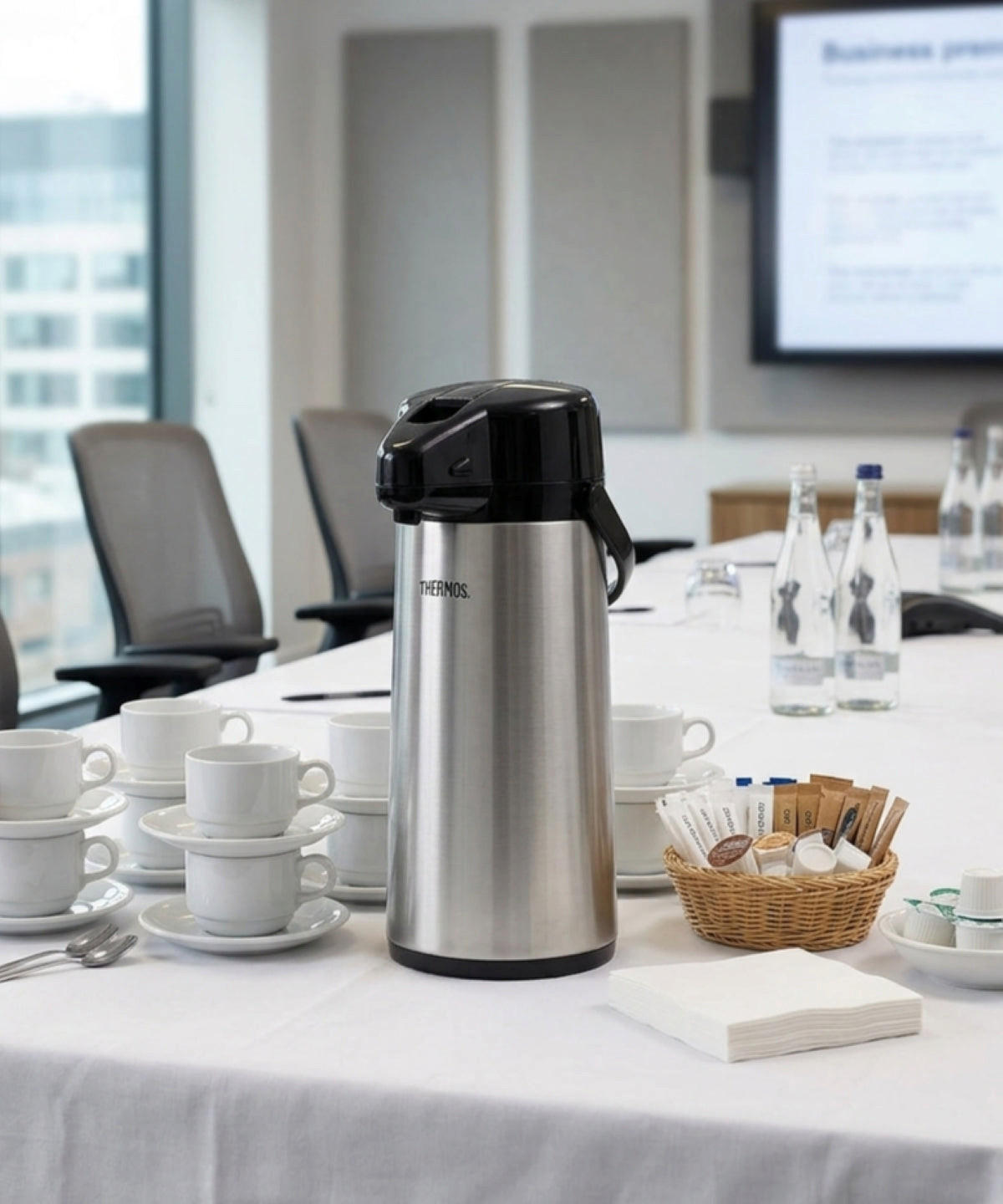 THERMOSKANNE kanne Mit Pumpe Inox 2.2 Liter - Silberfarben, Metall (2.2L) - Thermos