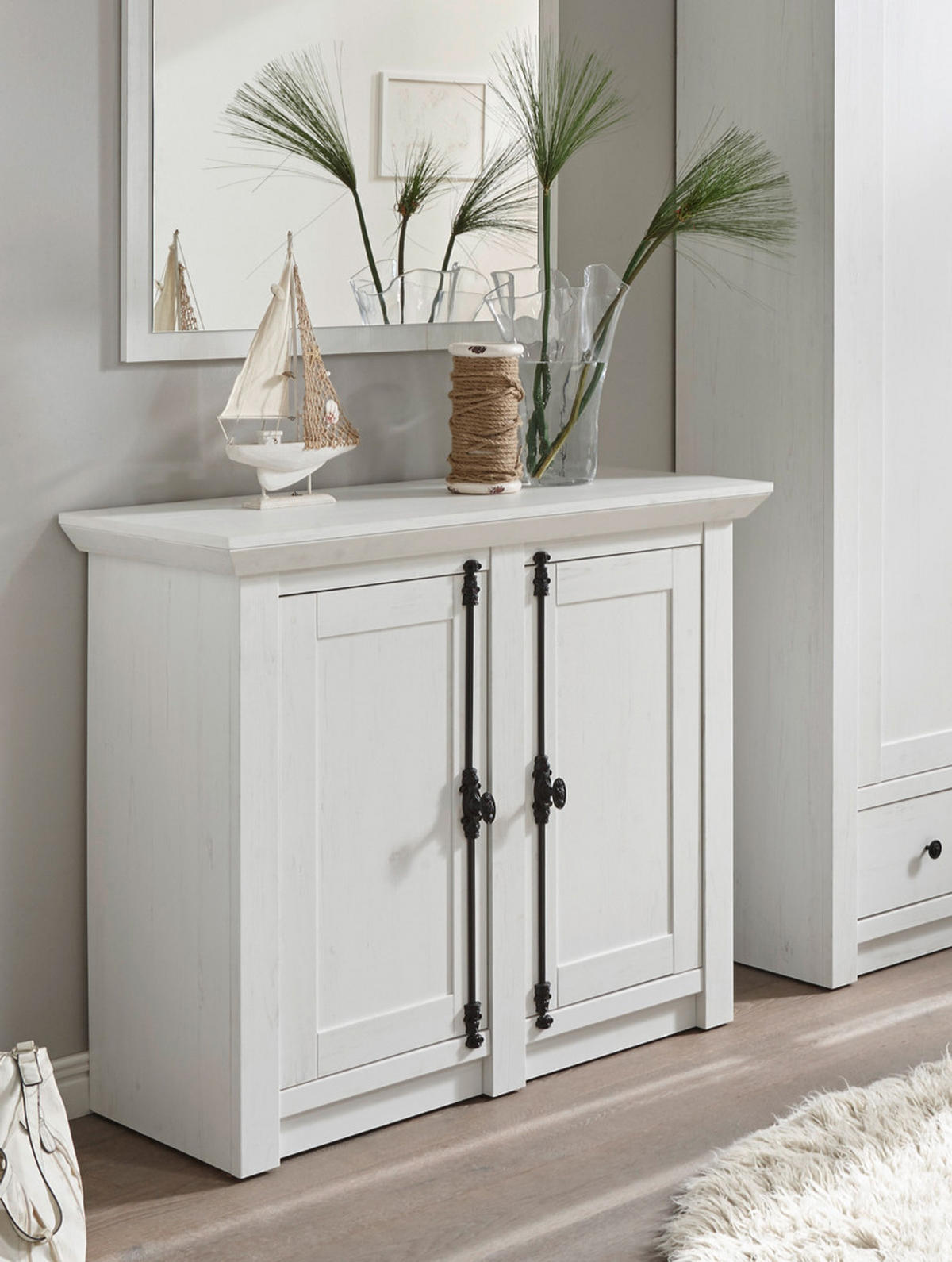 HIGHBOARD Westerland Pinie weiß 105 / 45 / 90cm - Weiß/Pinienfarben, Holz/Holzwerkstoff (105/90/45cm) - Feldmann-Wohnen