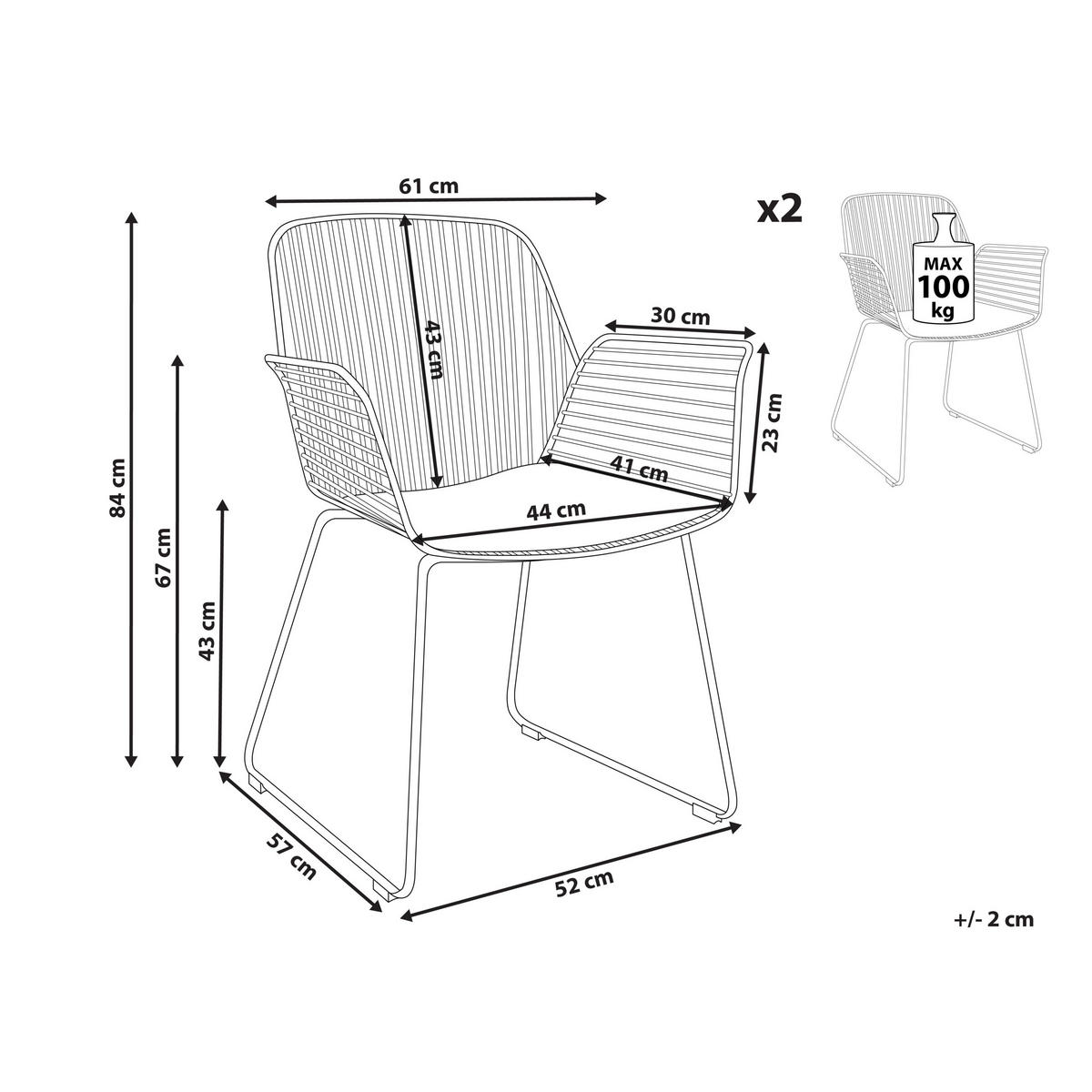 ESSZIMMERSTUHL 2er-Set Metall Schwarz Appleton - Schwarz, Metall (61/84/57cm) - Beliani