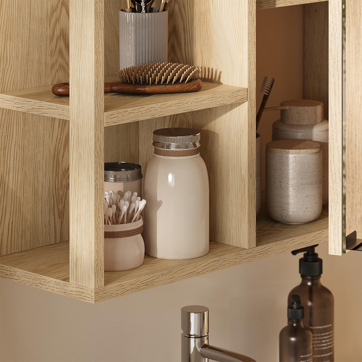 BADSPIEGELSCHRANK Arven, Eiche, 60 x 60 cm - Eichefarben, Holzwerkstoff (60/60/20cm) - Vicco