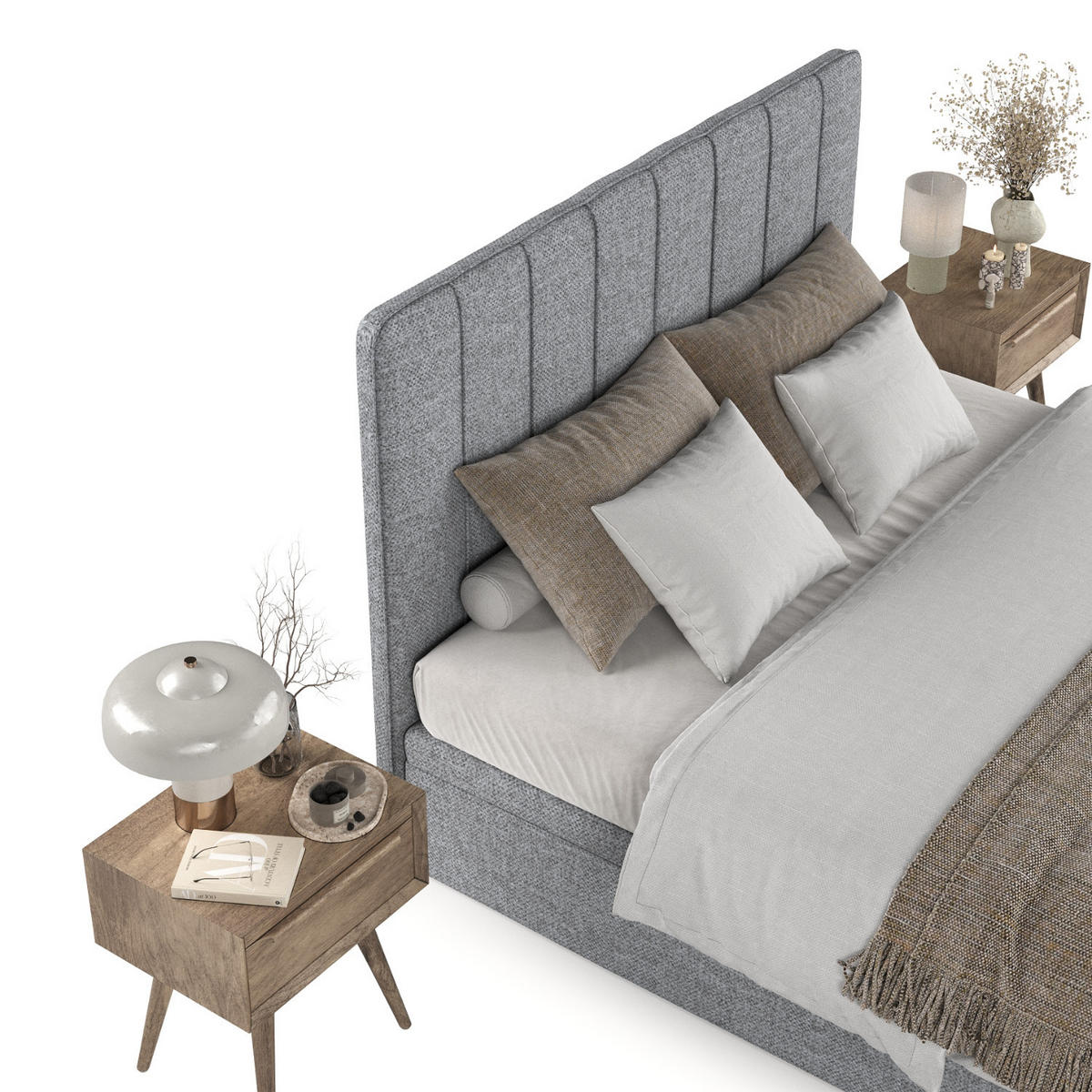 POLSTERBETT Vienna mit Stauraum 140/200 cm Grau im Alta Stoff - Schwarz/Grau, Holz/Holzwerkstoff (140/200cm) - AltaBeds