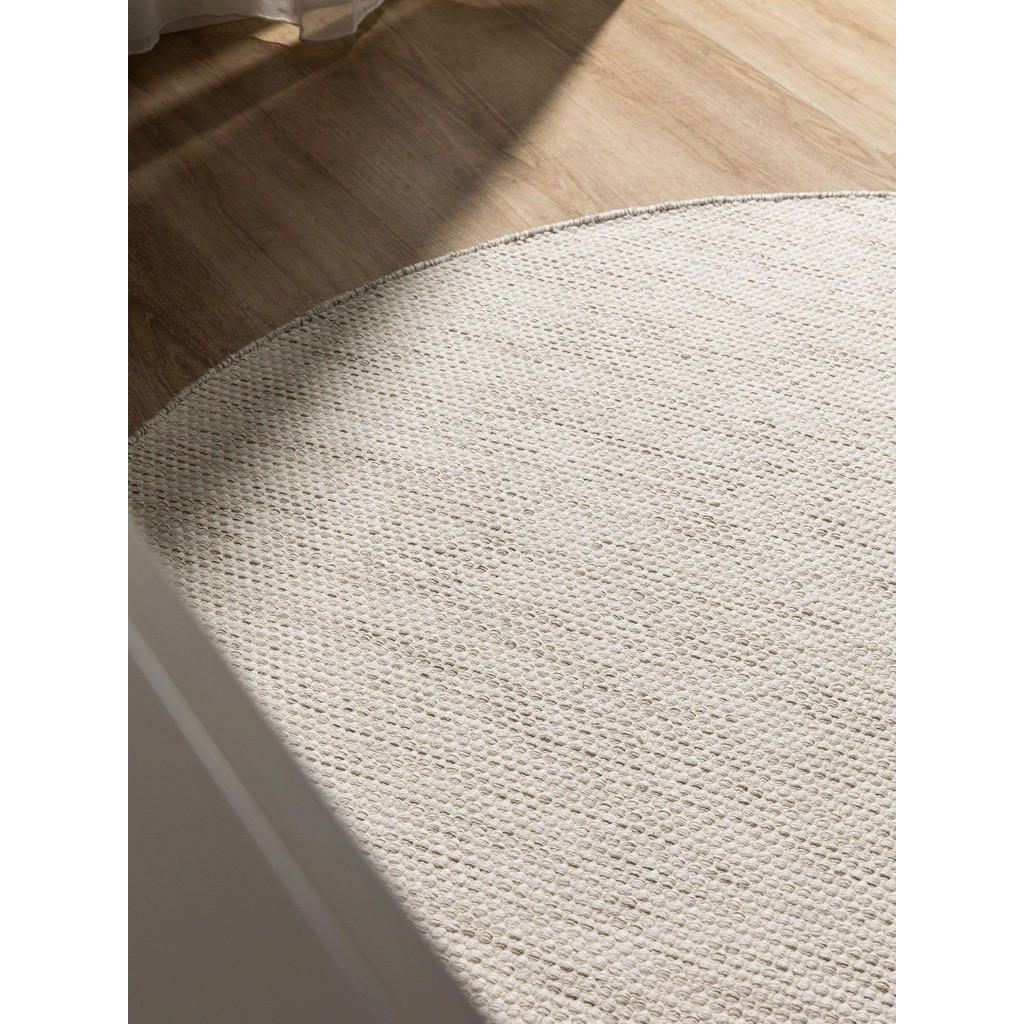 Thumbnail - benuta Baumwollteppich, Creme, Textil, Uni, Rund, 200x200 cm, Oeko-Tex® Standard 100, für Fußbodenheizung geeignet, Tepp...