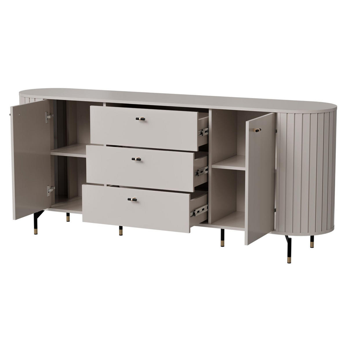 SIDEBOARD Zante Graubeige 190 cm - Taupe/Goldfarben, Holzwerkstoff/Metall (190/81/40cm) - Selsey