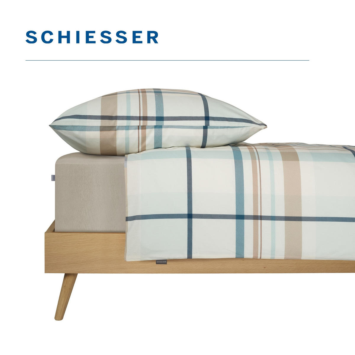 BETTWÄSCHESET Ezra - Renforcé - 2-teilig - 135x200 cm - Hellpetrol - Hellblau, Textil (135/200cm) - SCHIESSER