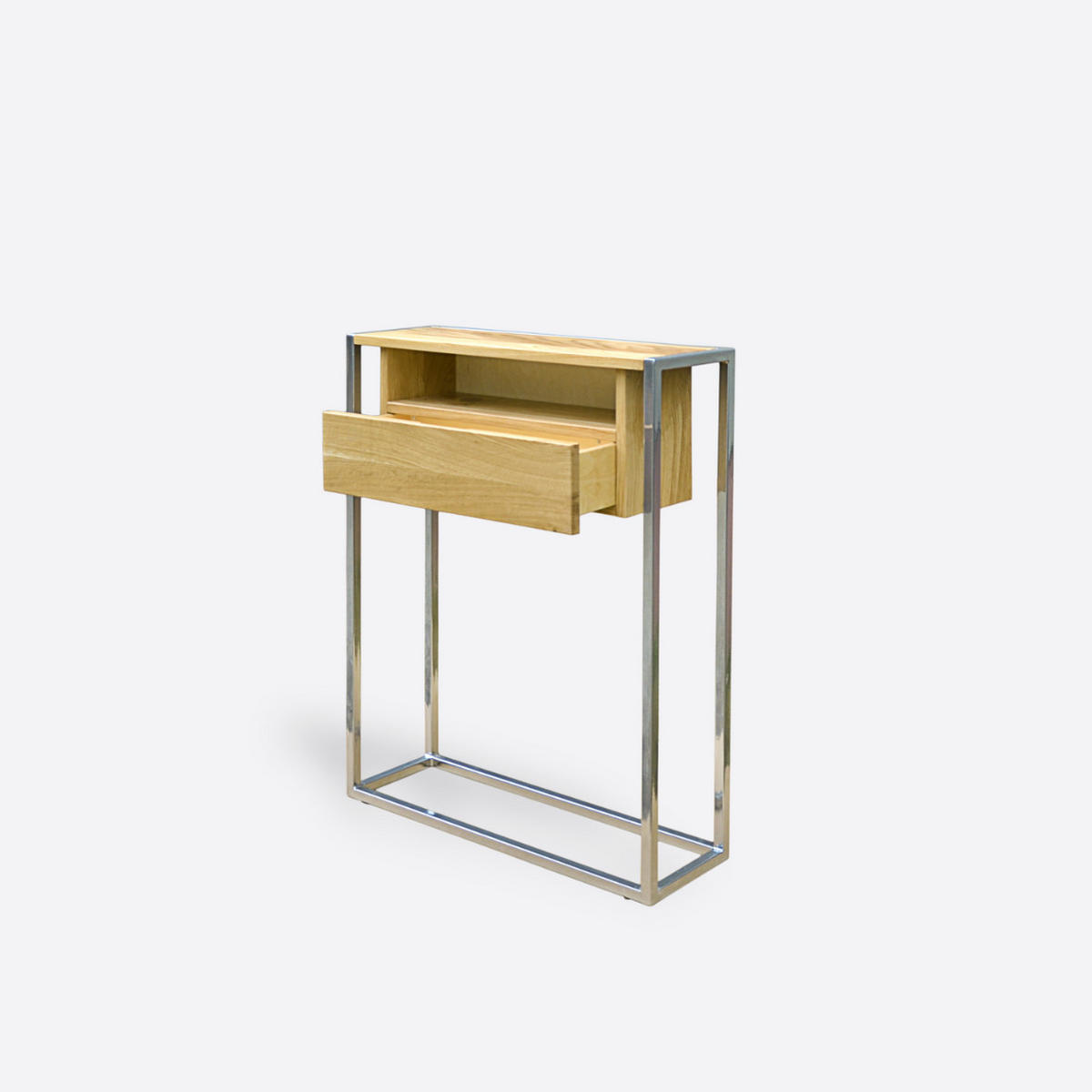 LOFT-KONSOLE mit Schublade für den Flur im industriellen Stil KING II - Eichefarben, Holz (70/90/20cm) - Rawood Furniture