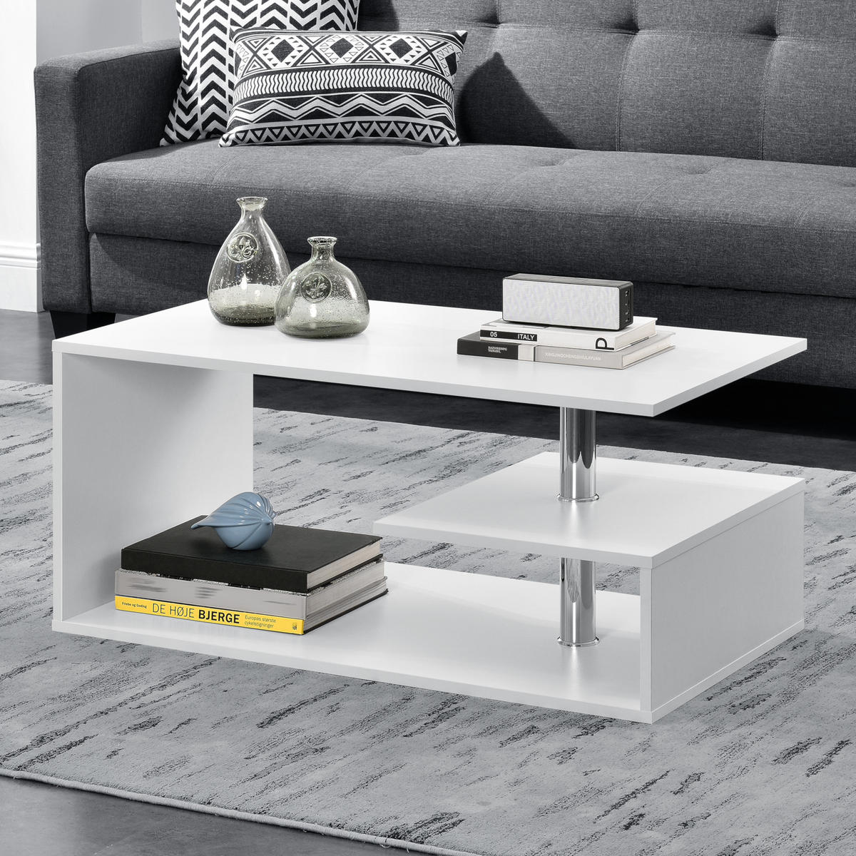 COUCHTISCH Haarlem 50/90/41 - Weiß, Holzwerkstoff (90/50/41cm) - [en.casa]