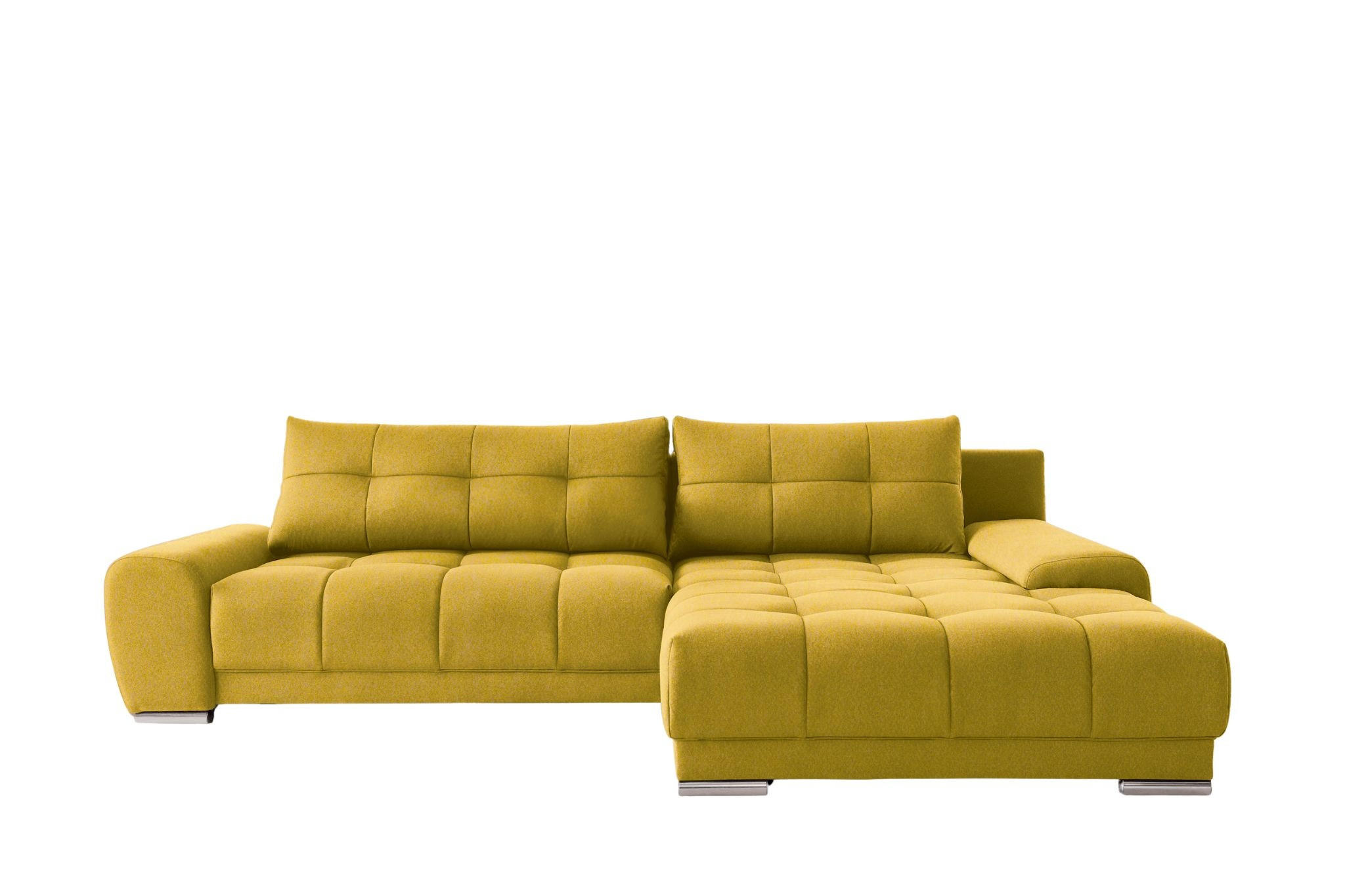 ECKSOFA WAVE Mit Schlaffunktion, Stoff SORO, Gelb Rechts - Gelb, Holz (281/105cm) - Kaiser Möbel