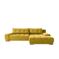 ECKSOFA WAVE Mit Schlaffunktion, Stoff SORO, Gelb Rechts - Gelb, Holz (281/105cm) - Kaiser Möbel
