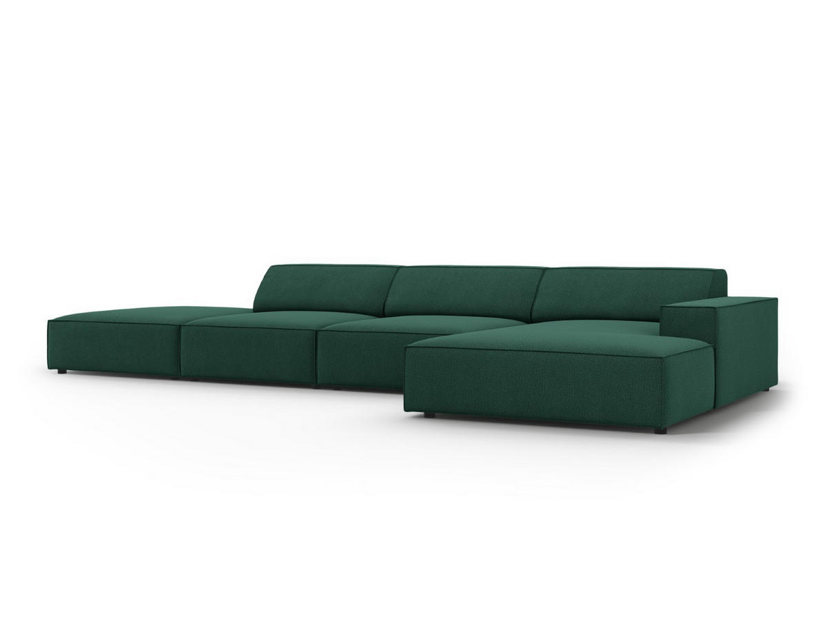 ECKSOFA rechts Jodie aus strukturiertem Stoff grün 5 Sitzplätze - Grün, Textil (166/341cm) - Micadoni