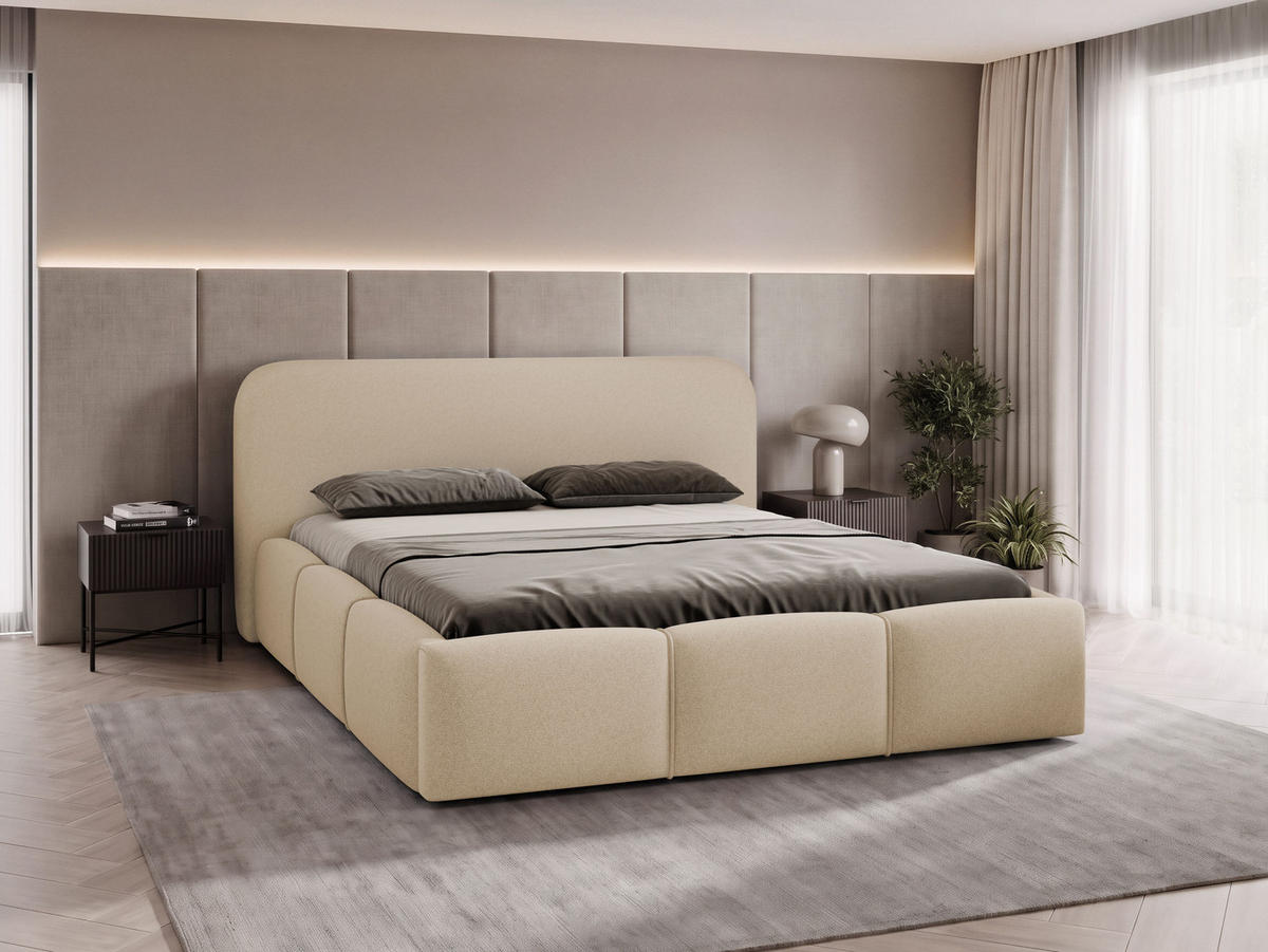 POLSTERBETT Stokre - Beige/Schwarz, Holz/Holzwerkstoff (160/200cm) - MIRJAN24