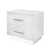 NACHTTISCH LINA mit Chromgriffen, Hochglanz, LED - Weiß, Holzwerkstoff (55/50/37cm) - Lookway
