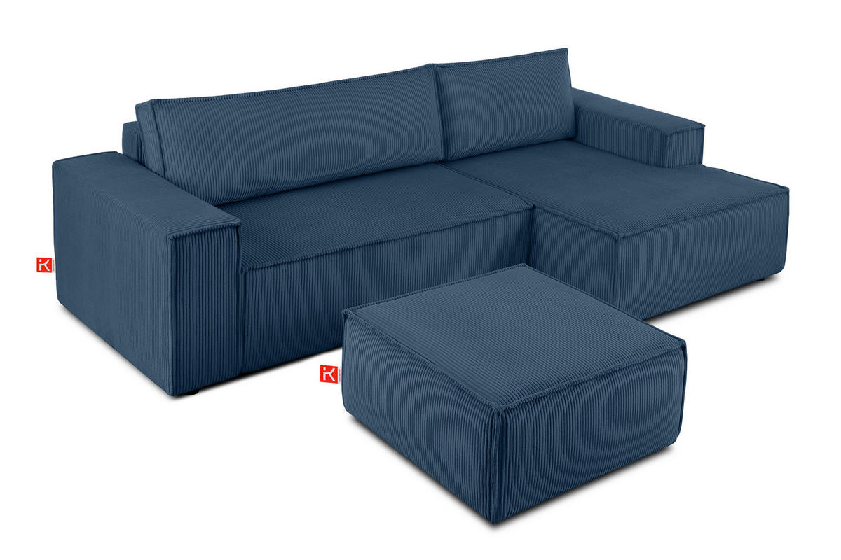 SITZPOUF NAPI gefederte Sitzfläche, blau - Blau/Schwarz, Textil (83/45/83cm) - KONSIMO®