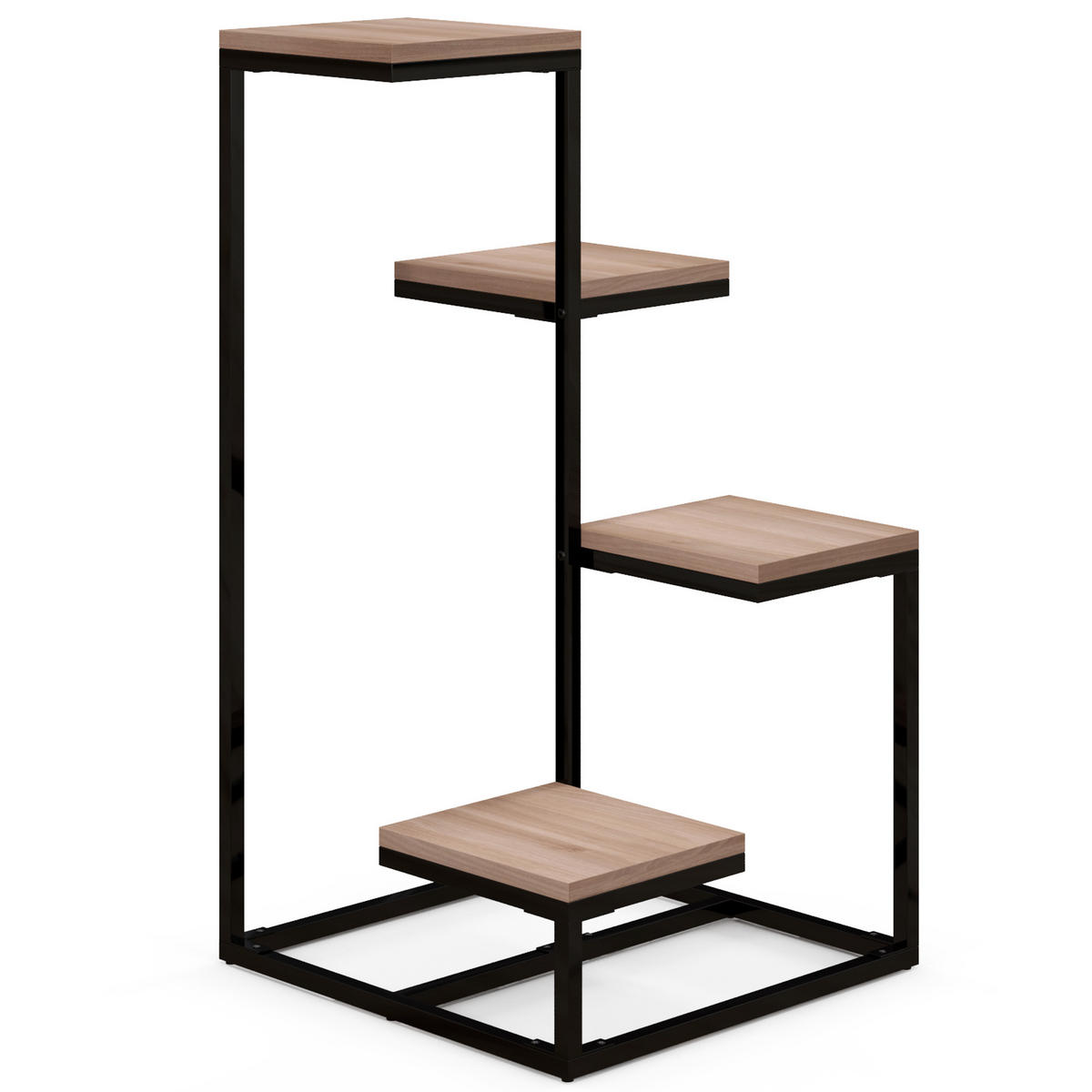 BLUMENTREPPE DE-12152 4-stufig, verschiedene Höhen, industriell Schwarz/Natur - Braun, Metall (40/75.5/40cm) - ComfortXL